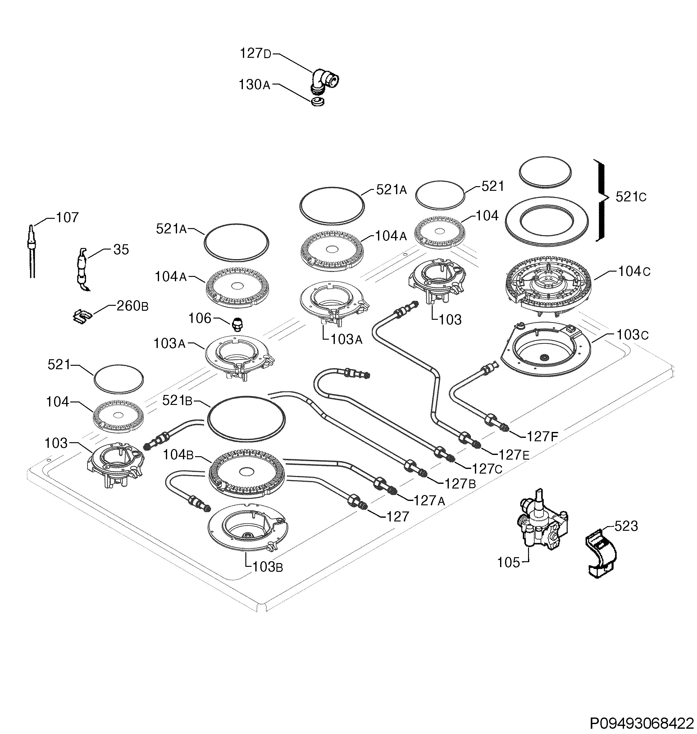 Explosionszeichnung AEG 94975084103 EGG9363NOX Explosionszeichnung AEG 94975084103 EGG9363NOX