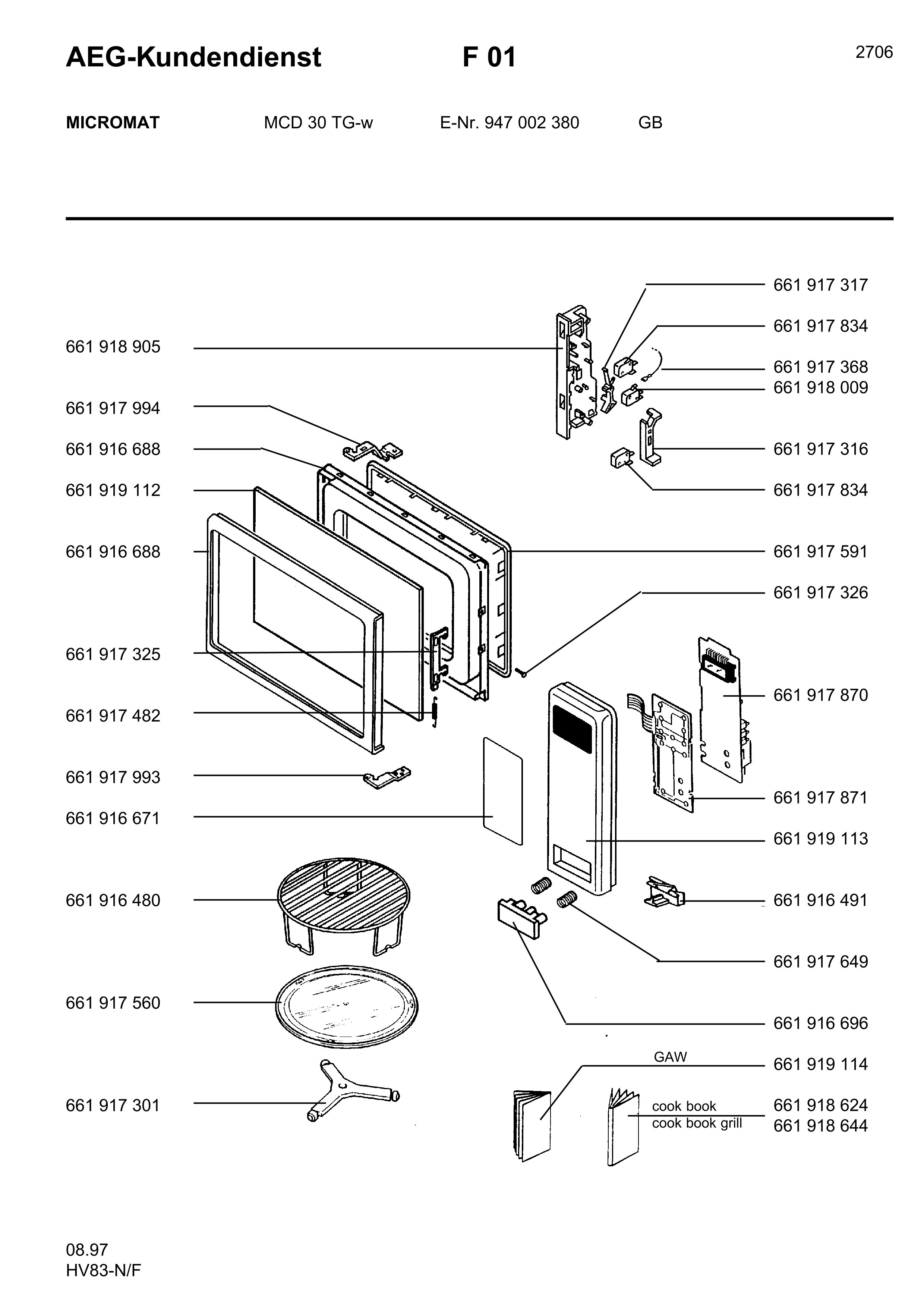 Explosionszeichnung AEG 94700238000 Micromat Duo 30 TG W GB