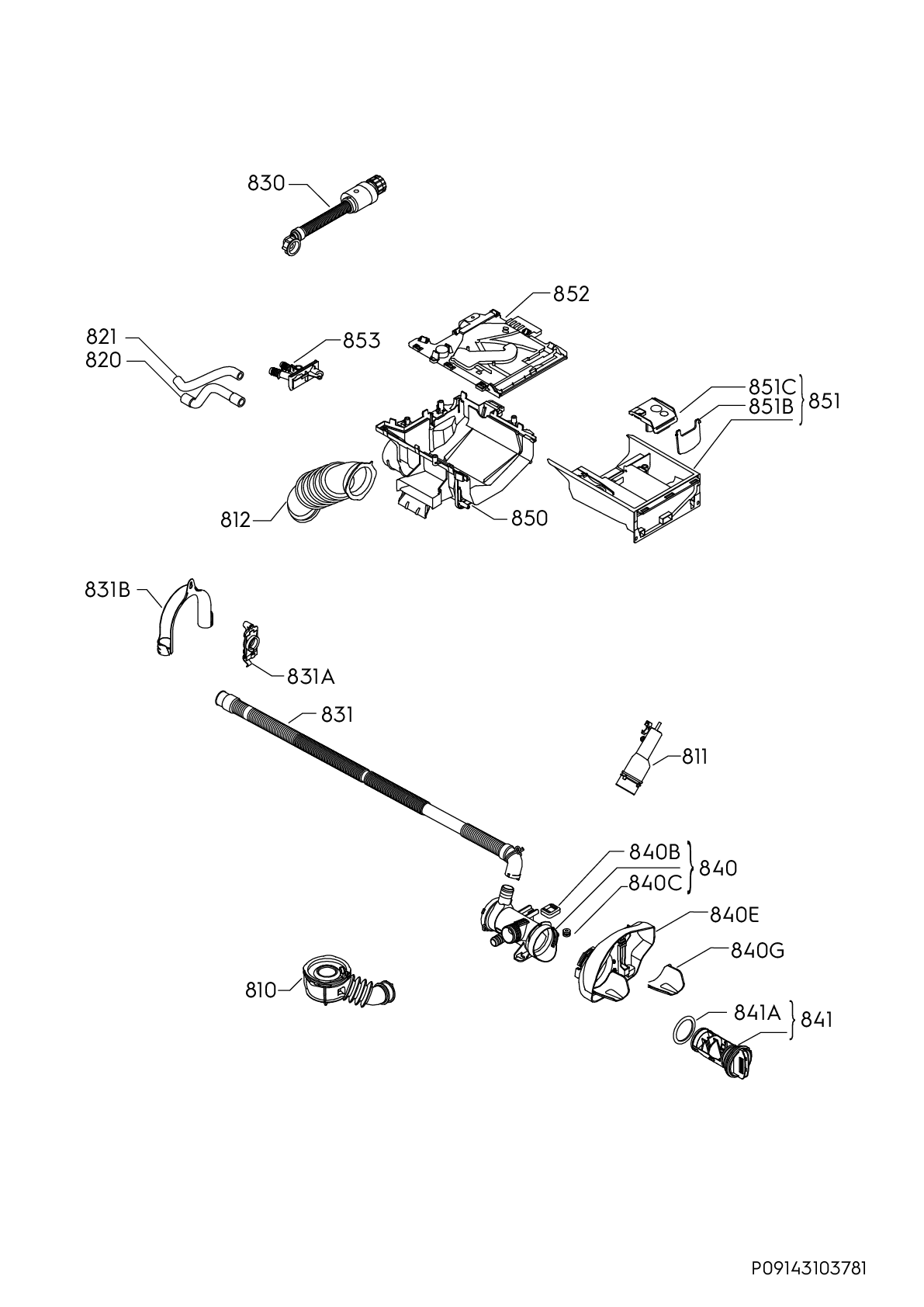 Explosionszeichnung AEG 91491320303 L6FBA474
