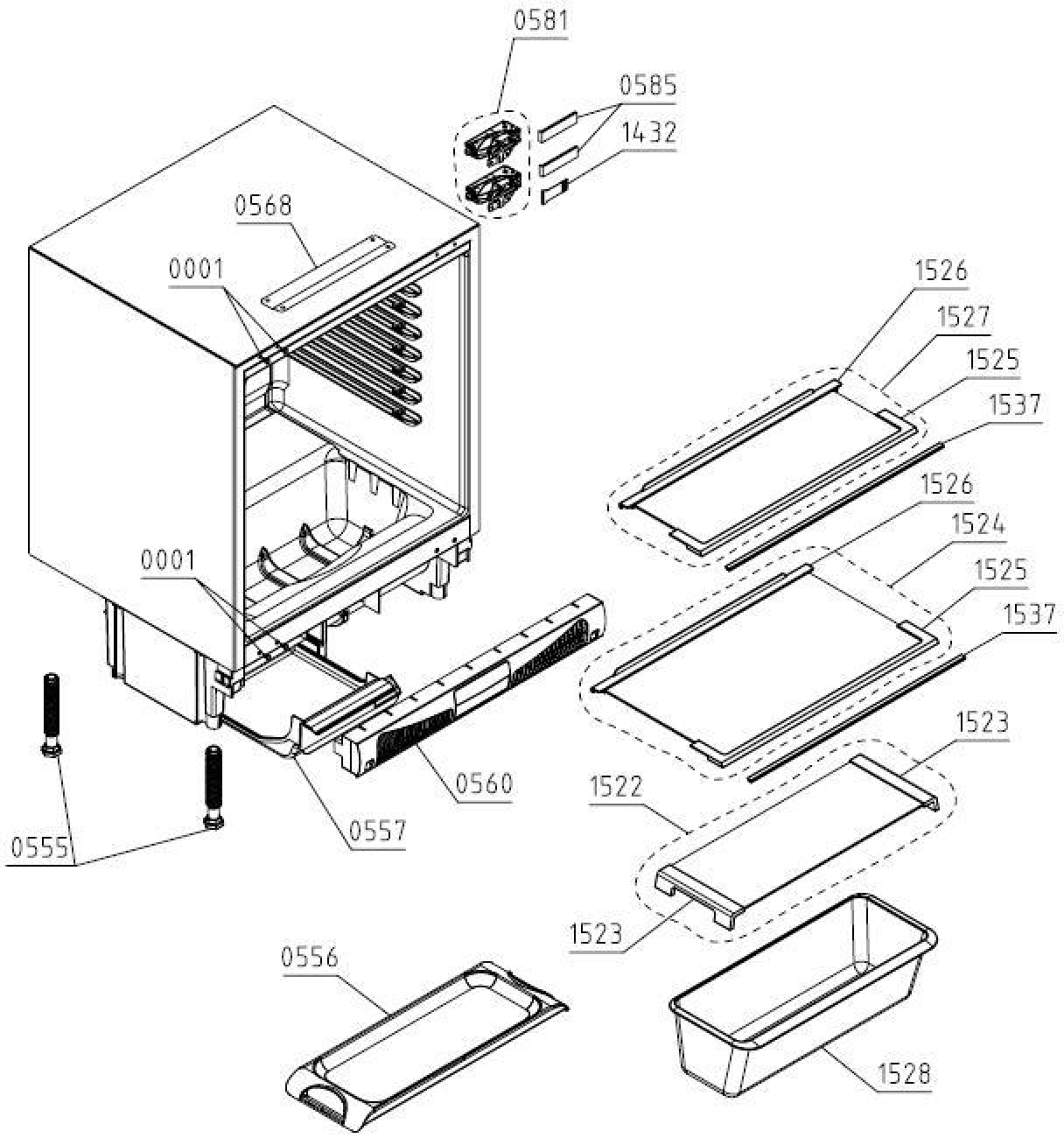 Explosionszeichnung Gorenje 525691 RIU6092AW Explosionszeichnung Gorenje 525691 RIU6092AW