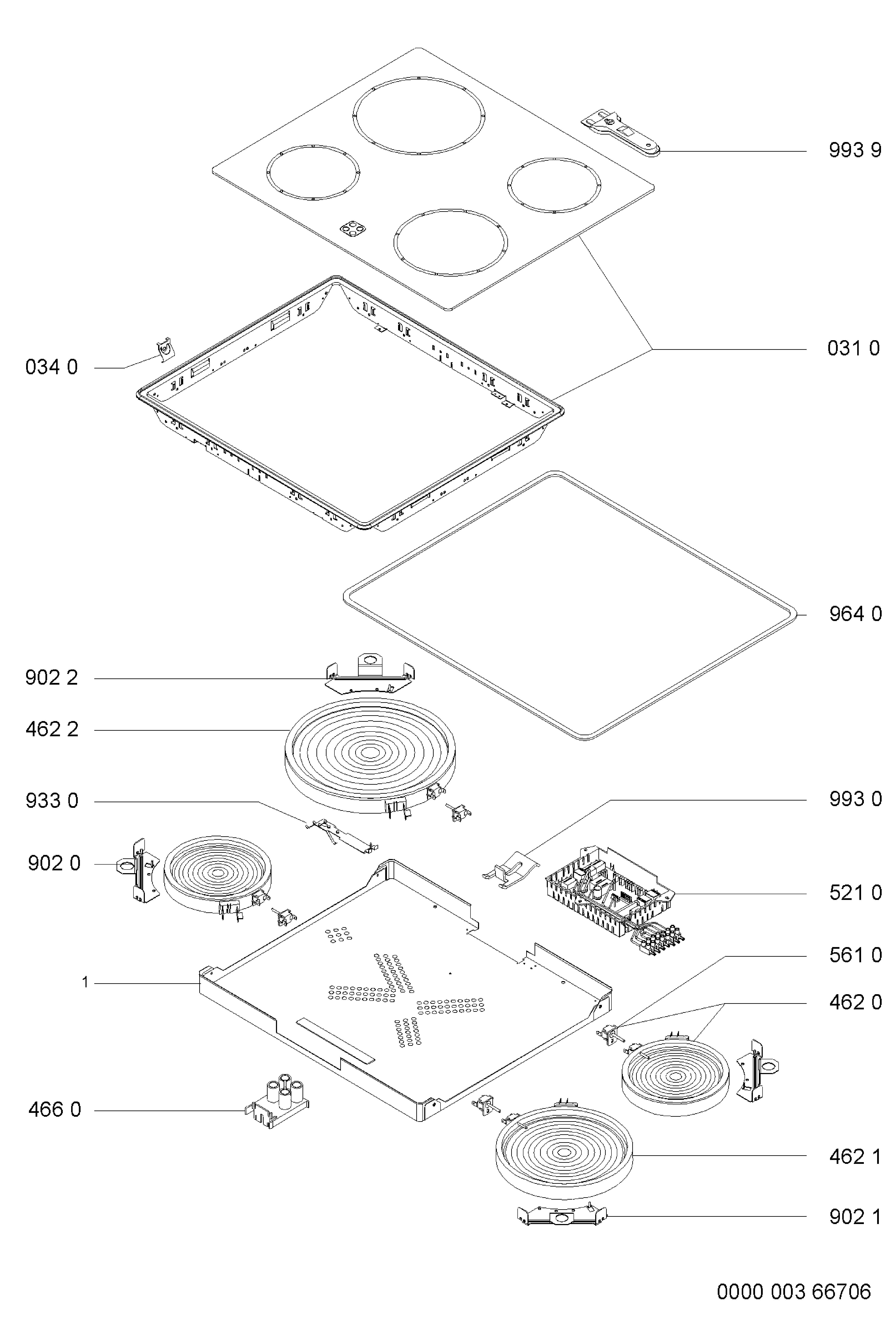 Explosionszeichnung Ikea 854146801032 HOB 425 S