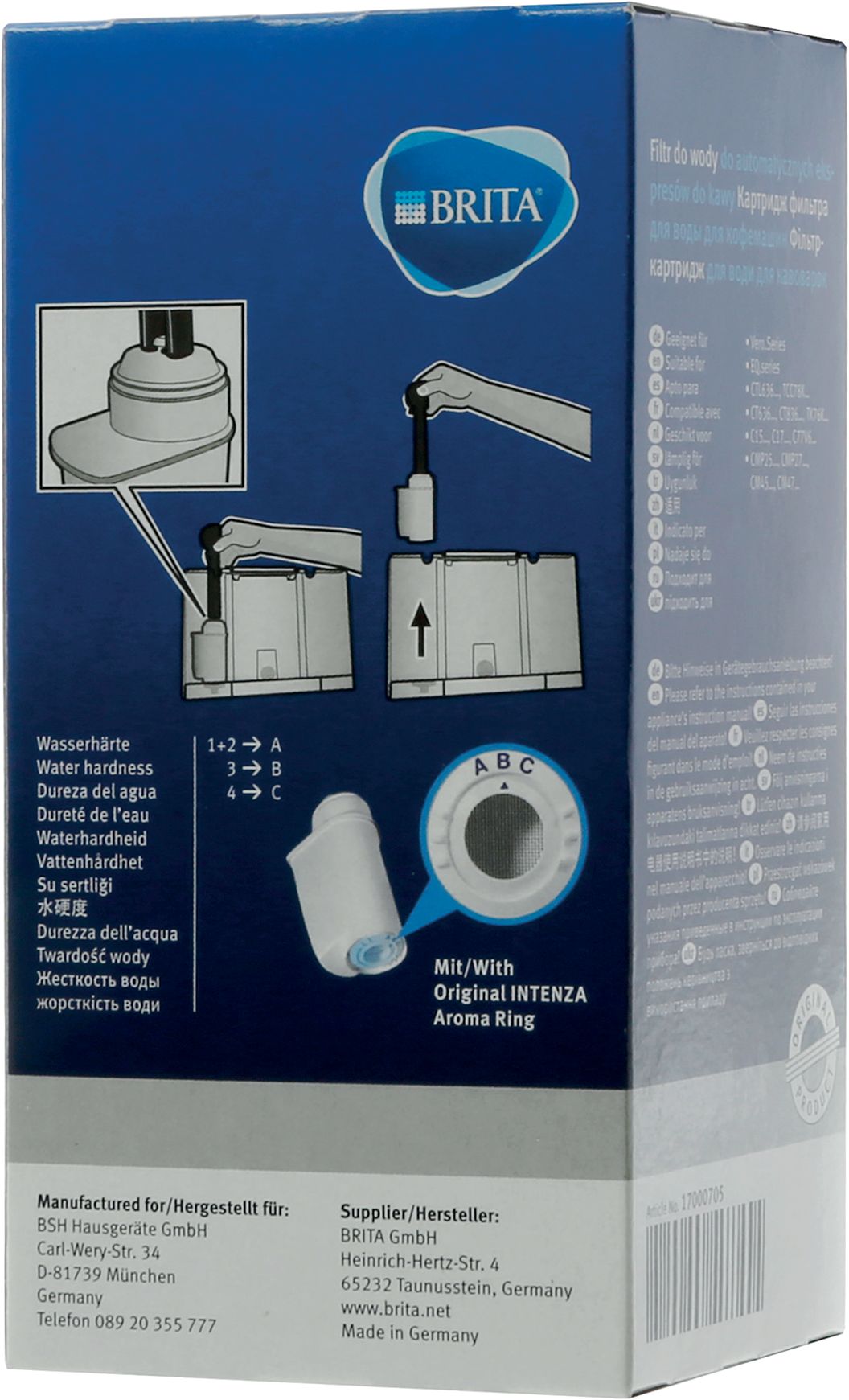 Bosch Wasserfilter 17000705 für Kaffeemaschine Brita Intenza Ersatzteil