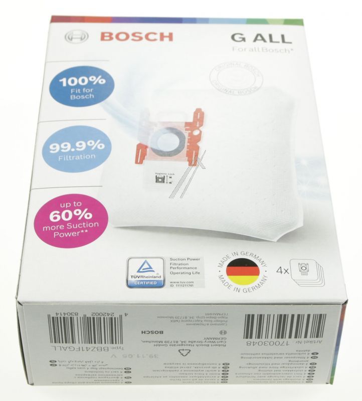 BSH Bosch Siemens 17003048 Staubsaugerbeutel - Bbz41fgall staubsaugerbeutel g-all v 4 stück