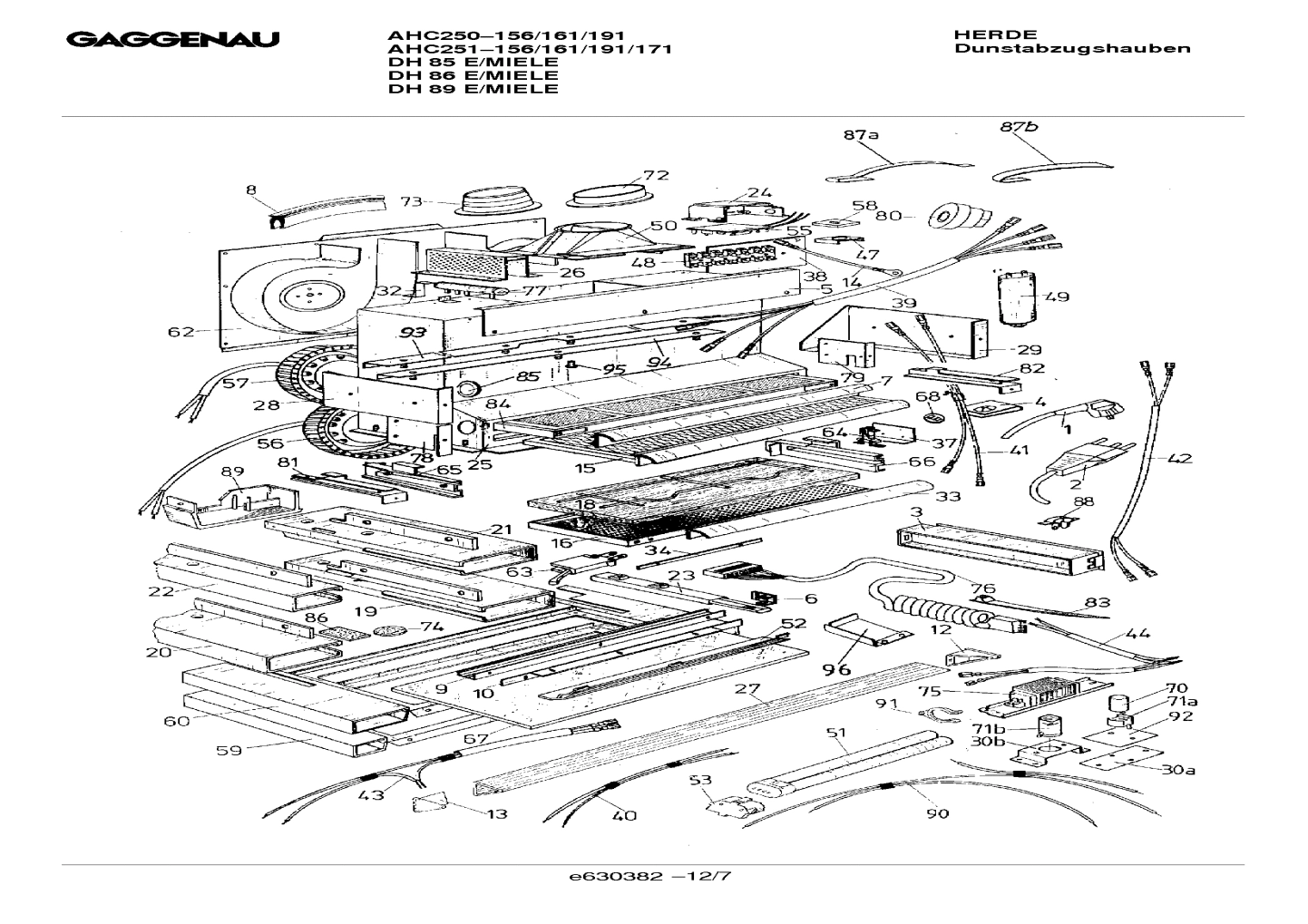 Explosionszeichnung Gaggenau DH251161(00) DH 86 E/MIELE Explosionszeichnung Gaggenau DH251161(00) DH 86 E/MIELE