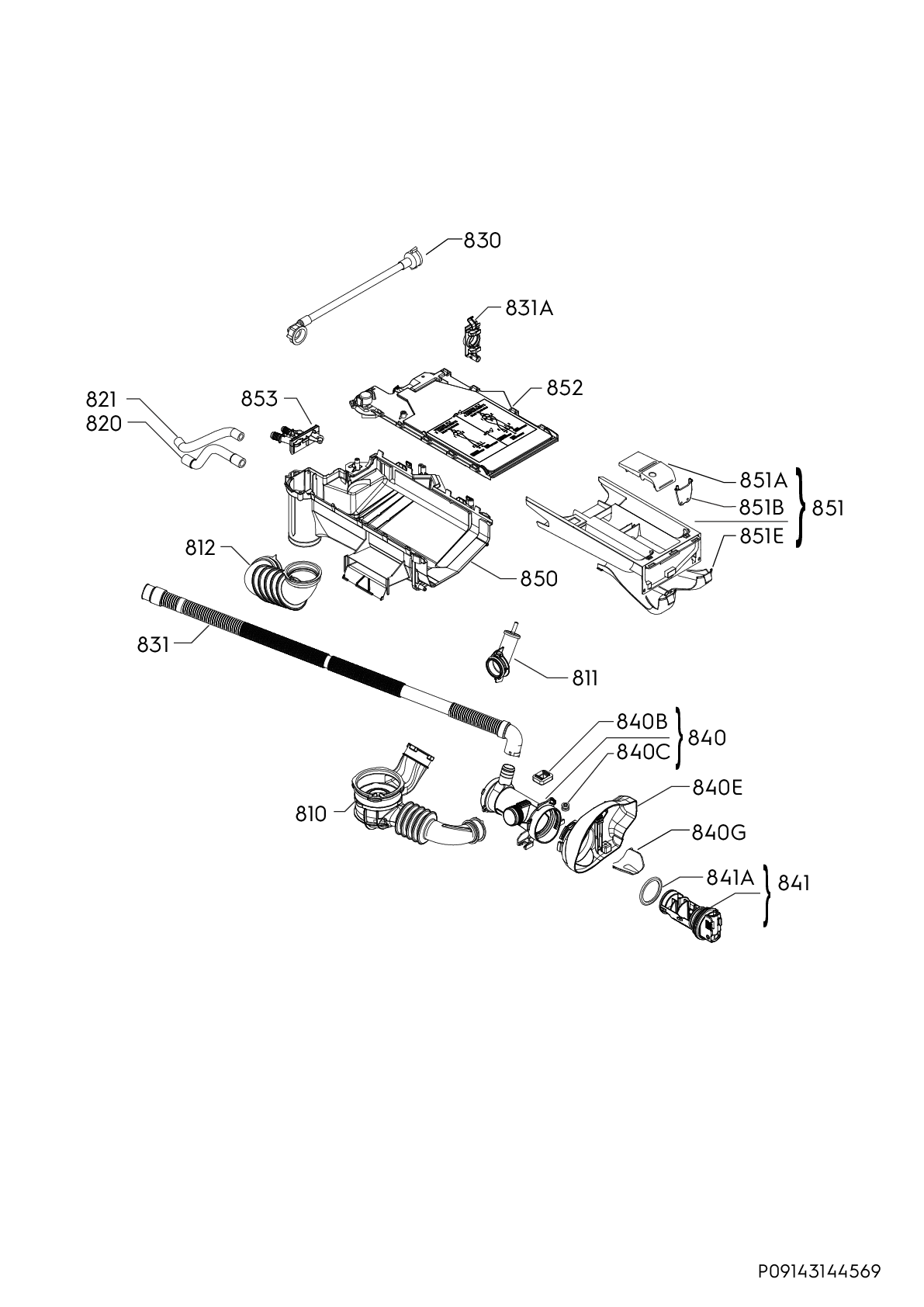 Explosionszeichnung Electrolux 91491653704 EW6FN429BP Explosionszeichnung Electrolux 91491653704 EW6FN429BP