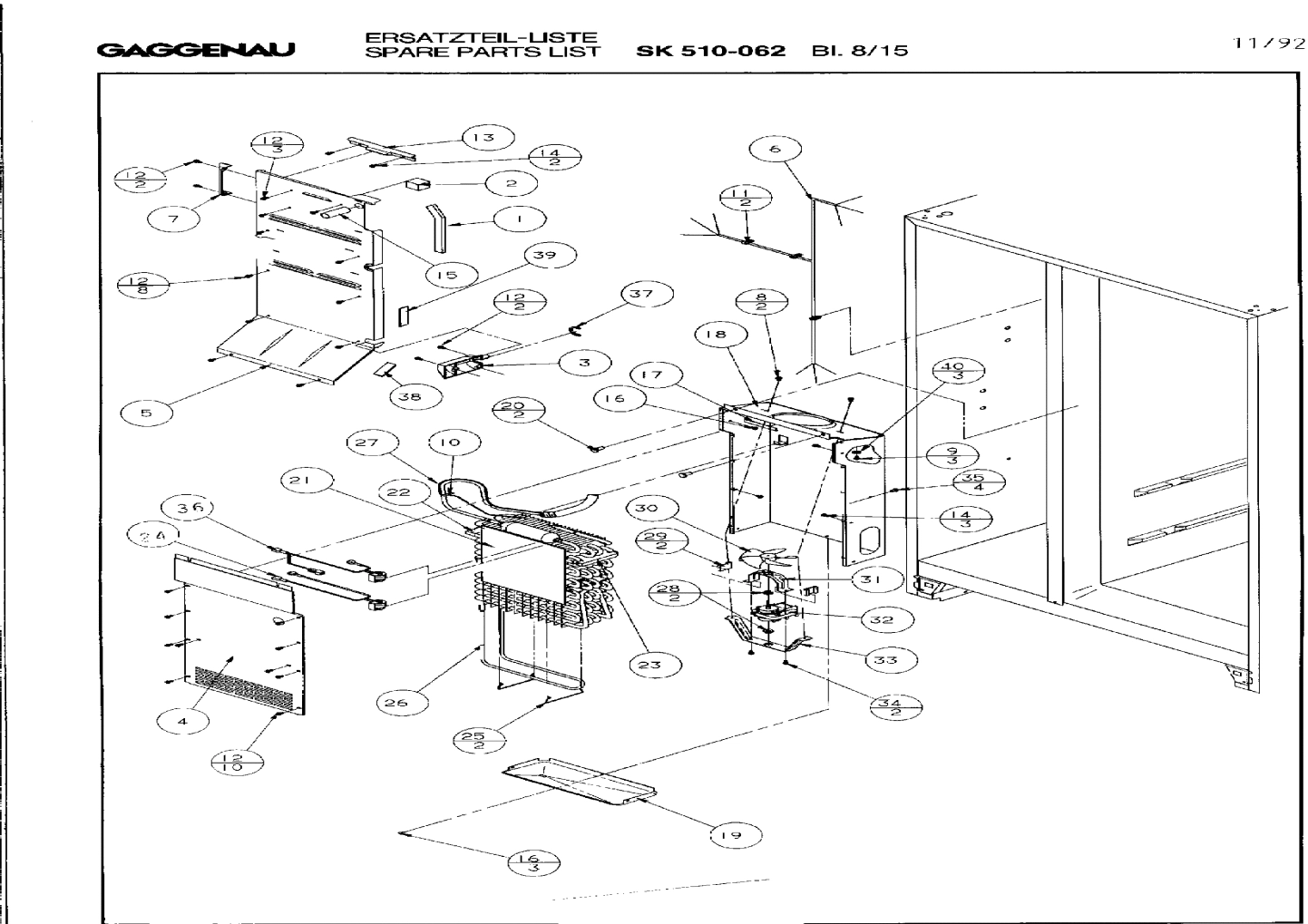 Explosionszeichnung Gaggenau SK510062(00) Explosionszeichnung Gaggenau SK510062(00)