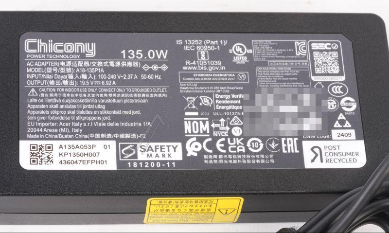 Acer KP1350H007 - Kp.1350h.007 adapter.ac.135w.19.5v/6.92a.a135a053p