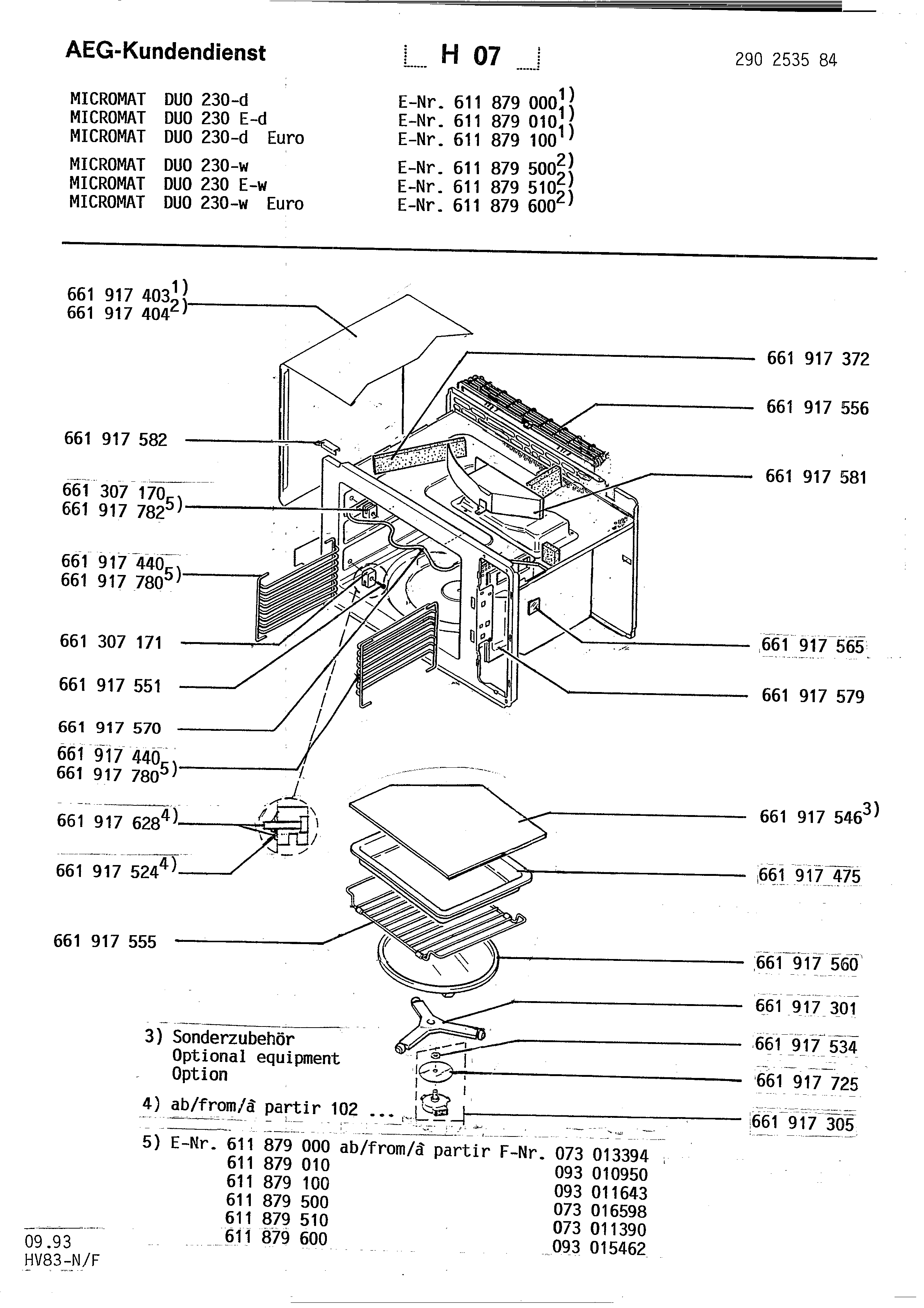 Explosionszeichnung AEG 61187951000 Micromat Duo 230 E W