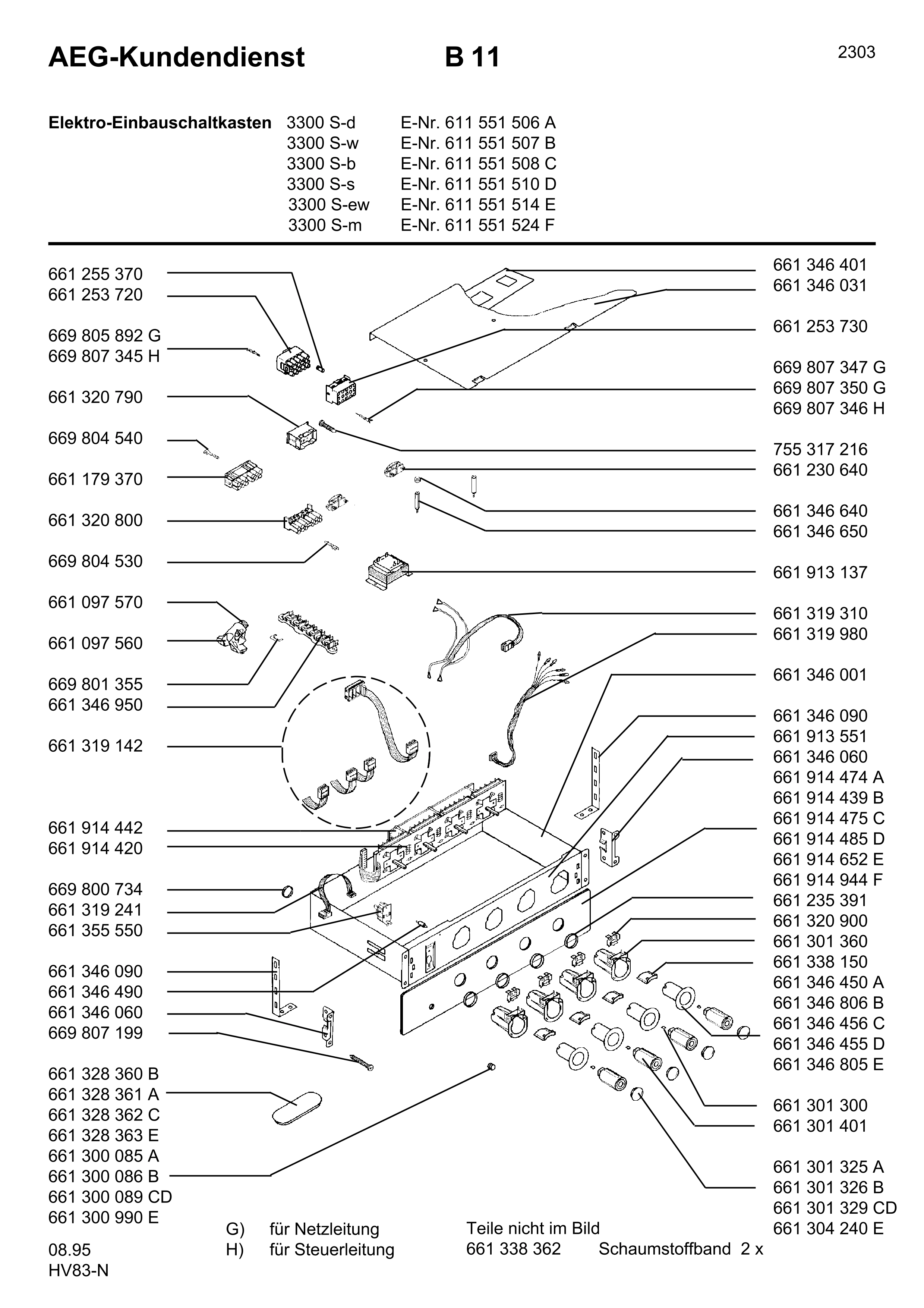 Explosionszeichnung AEG 61155150800 3300S-B