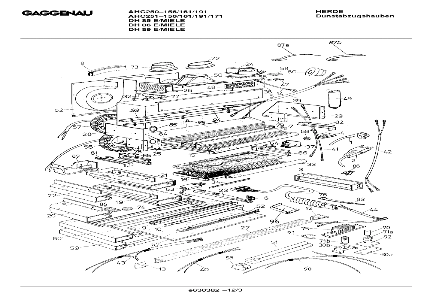 Explosionszeichnung Gaggenau DH251161(00) DH 86 E/MIELE Explosionszeichnung Gaggenau DH251161(00) DH 86 E/MIELE