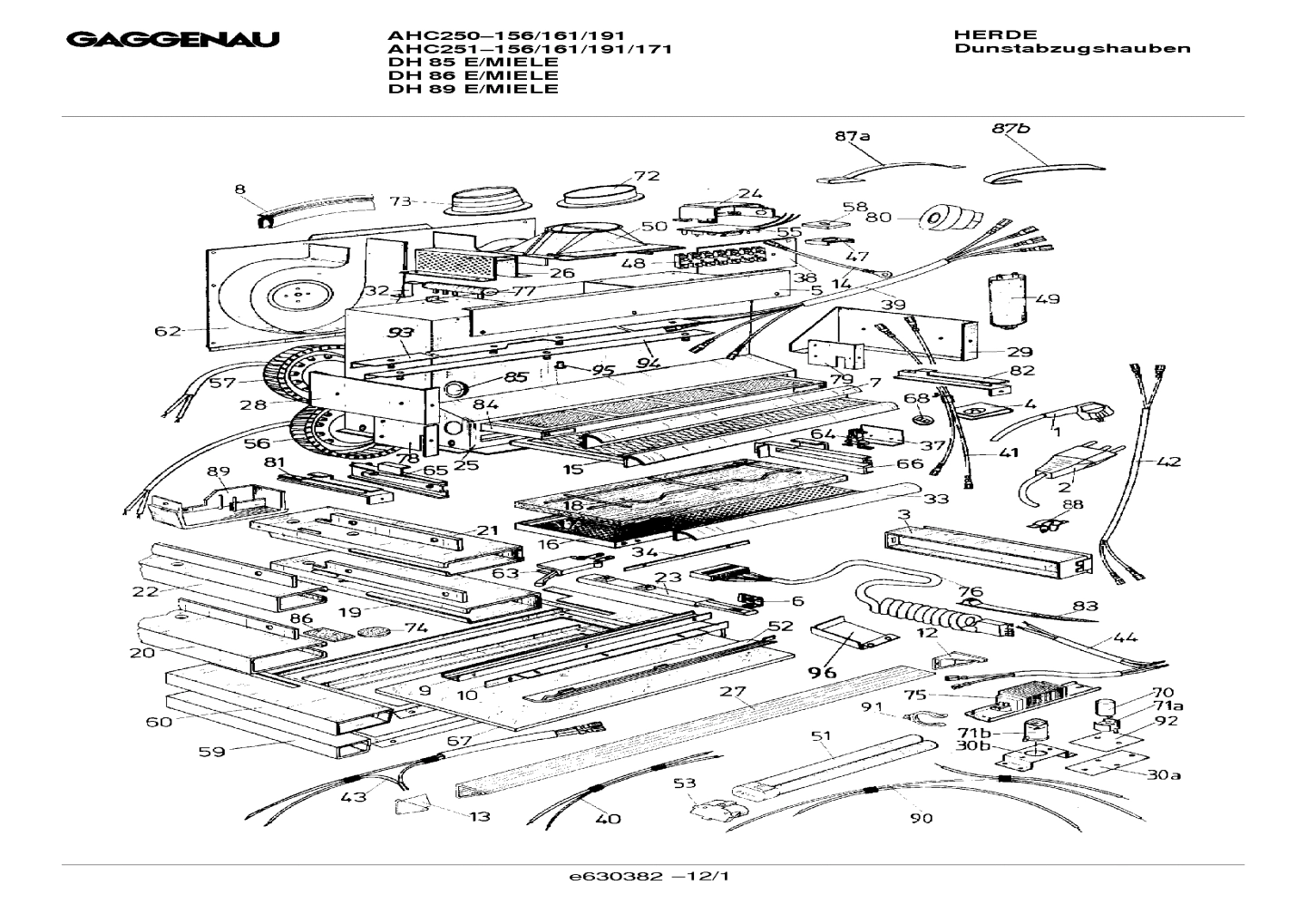 Explosionszeichnung Gaggenau DH251161(00) DH 86 E/MIELE Explosionszeichnung Gaggenau DH251161(00) DH 86 E/MIELE