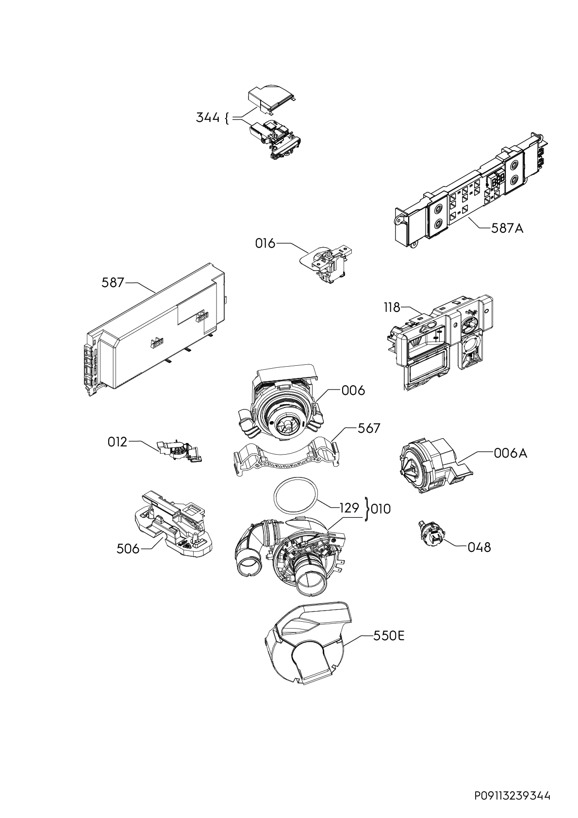 Explosionszeichnung AEG 91105404500 ESG62300SW