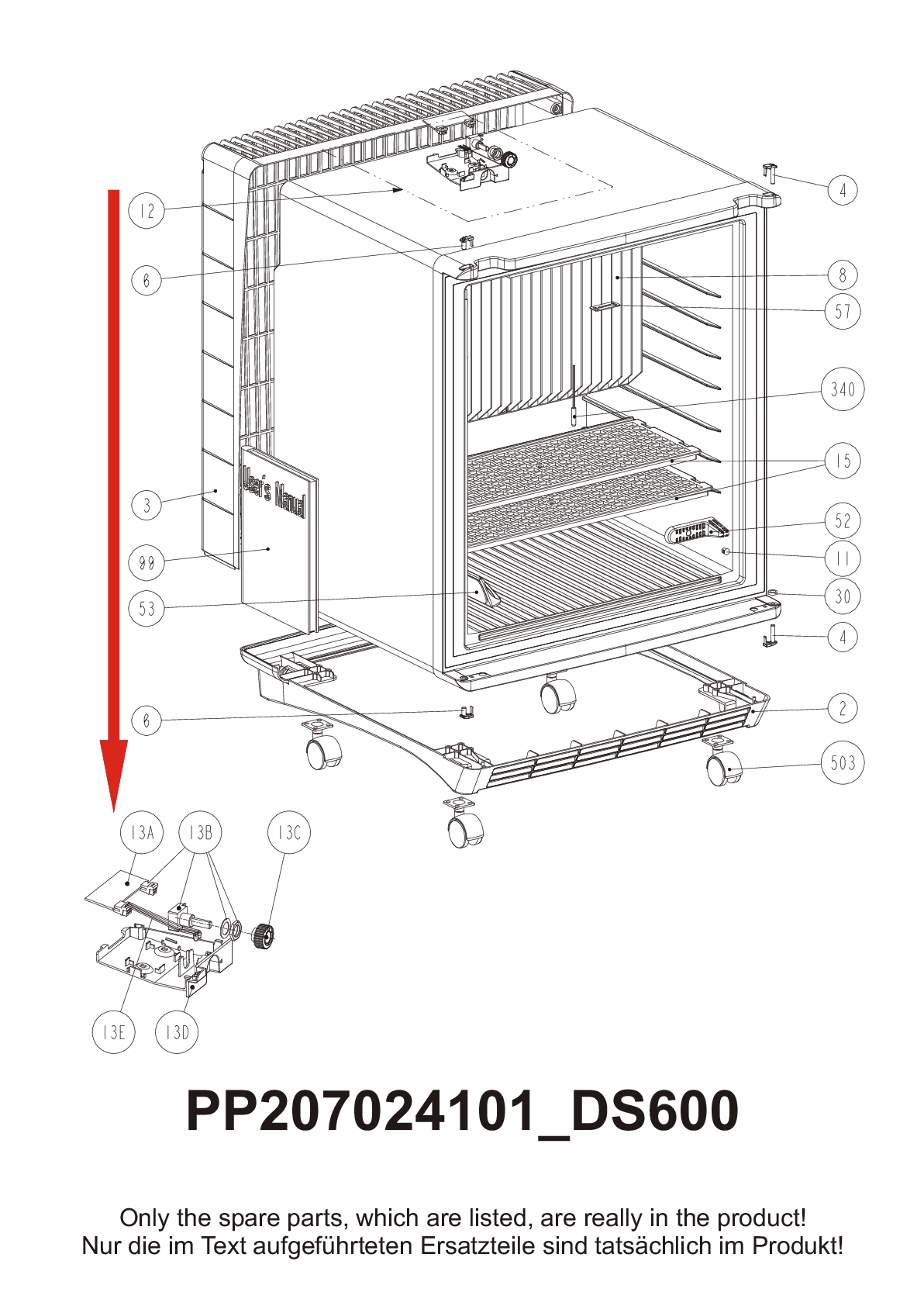 Explosionszeichnung Dometic 921217235 DS600BIU Explosionszeichnung Dometic 921217235 DS600BIU