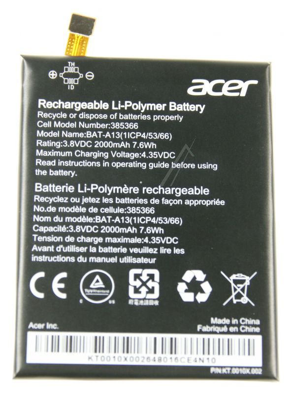 Acer KT0010X002 Batterie - Kt.0010x.002 battery.polymer.1s1p.1cell.2000mah