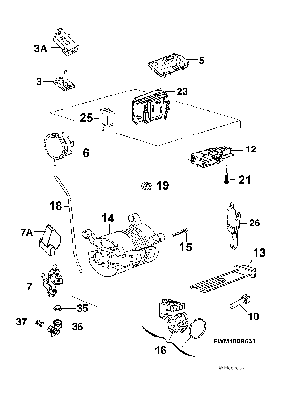 Explosionszeichnung AEG 91320806100 EWT 1221