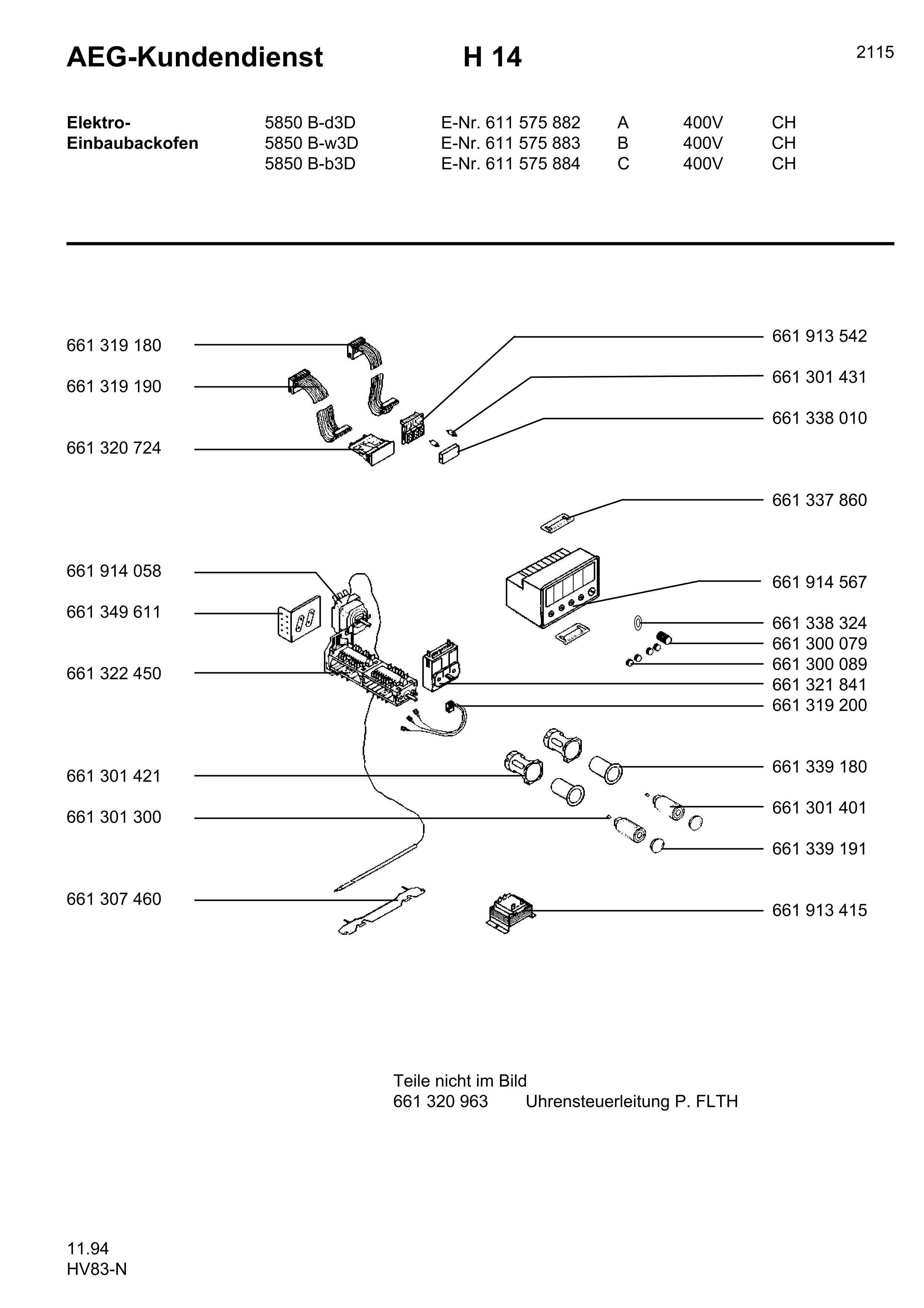 Explosionszeichnung AEG 61157588300 Competence 5850 B W 3 D CH