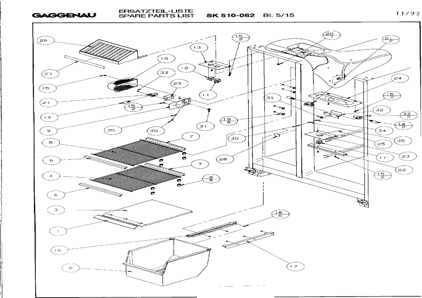 Explosionszeichnung Gaggenau SK510062(00) Explosionszeichnung Gaggenau SK510062(00)