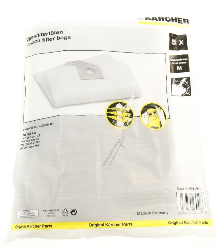 Kärcher 69043510 Staubsaugerbeutel - 6.904-351.0 filtertuete vlies 5