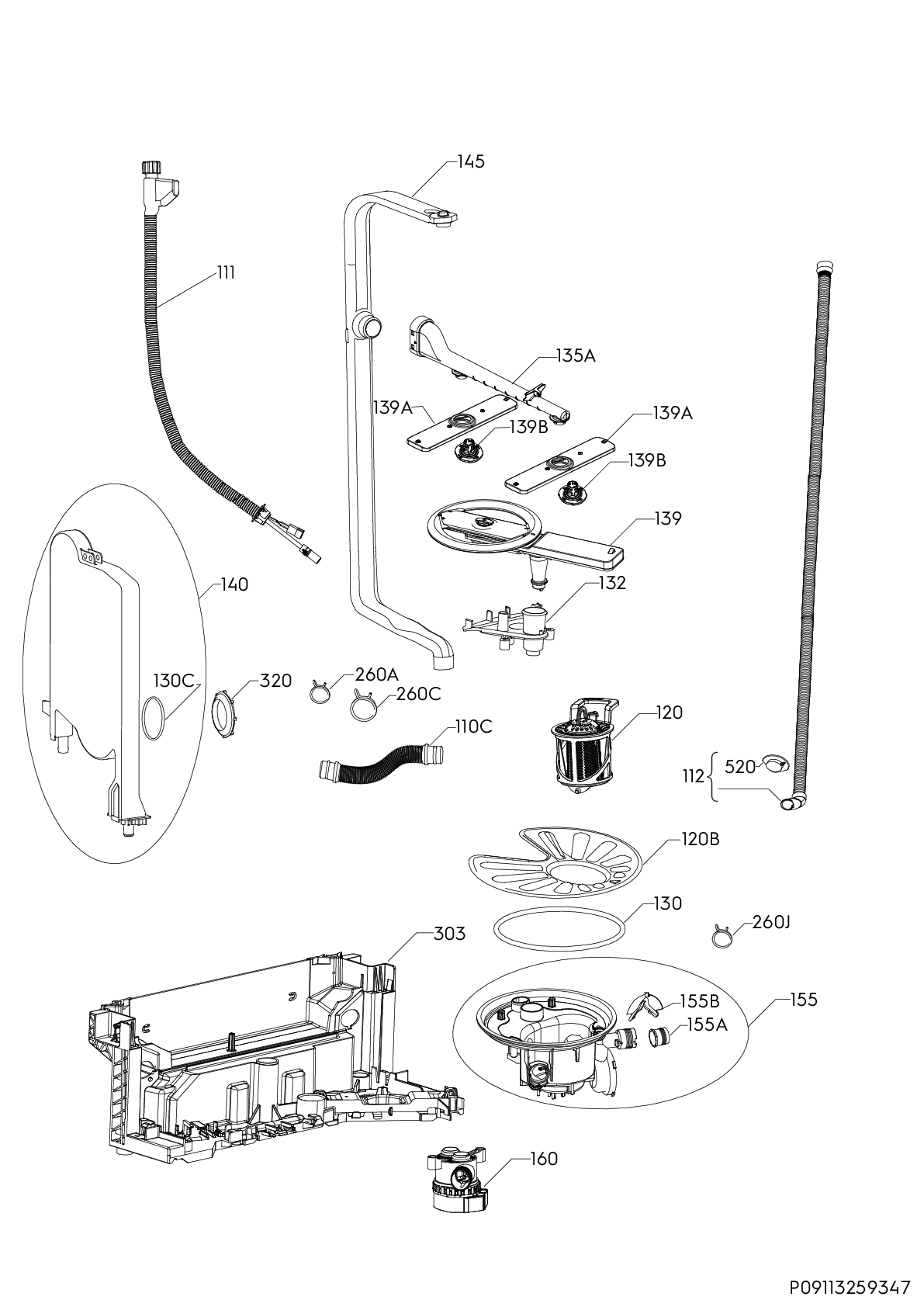 Explosionszeichnung AEG 91105404500 ESG62300SW