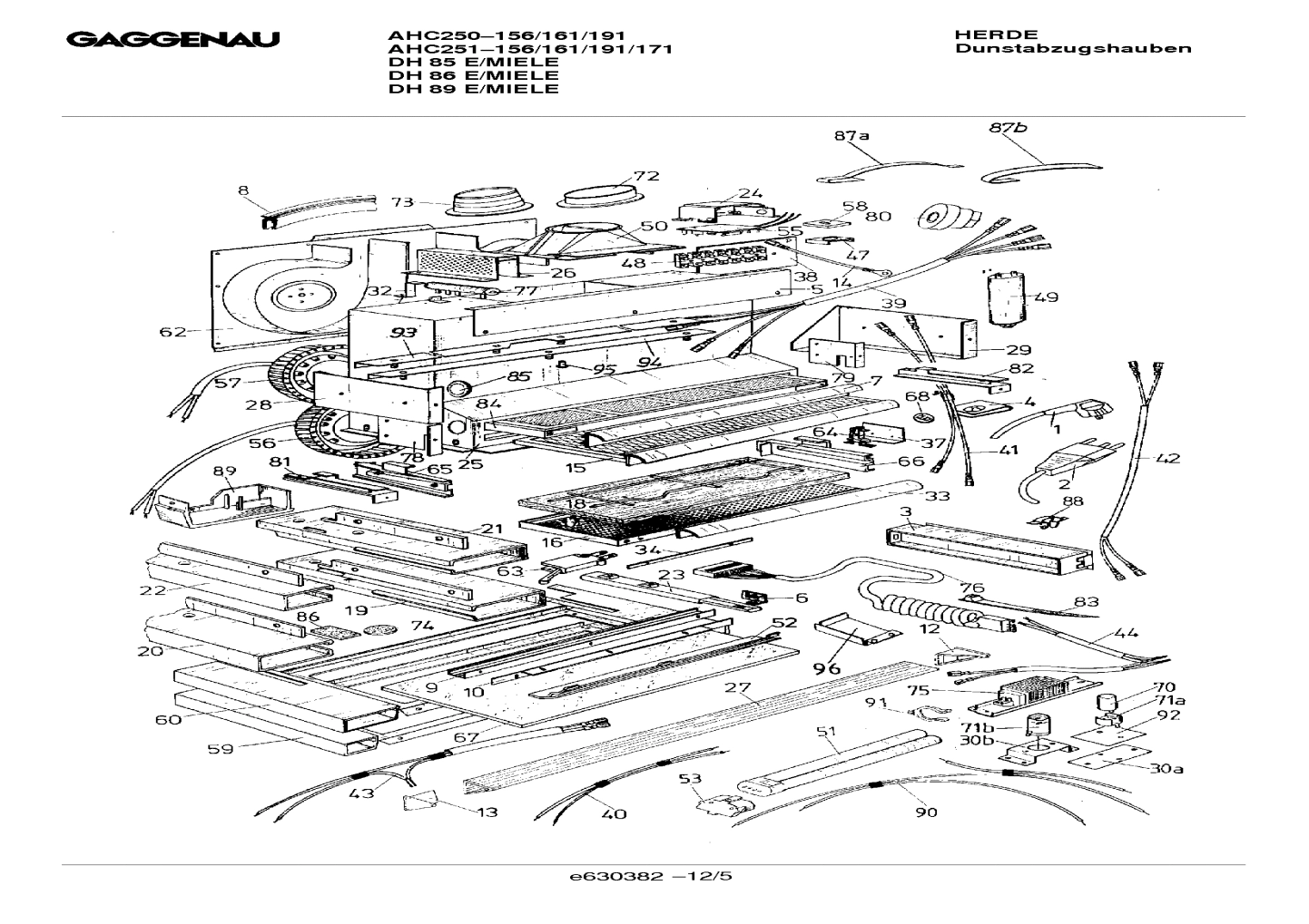 Explosionszeichnung Gaggenau DH251161(00) DH 86 E/MIELE Explosionszeichnung Gaggenau DH251161(00) DH 86 E/MIELE