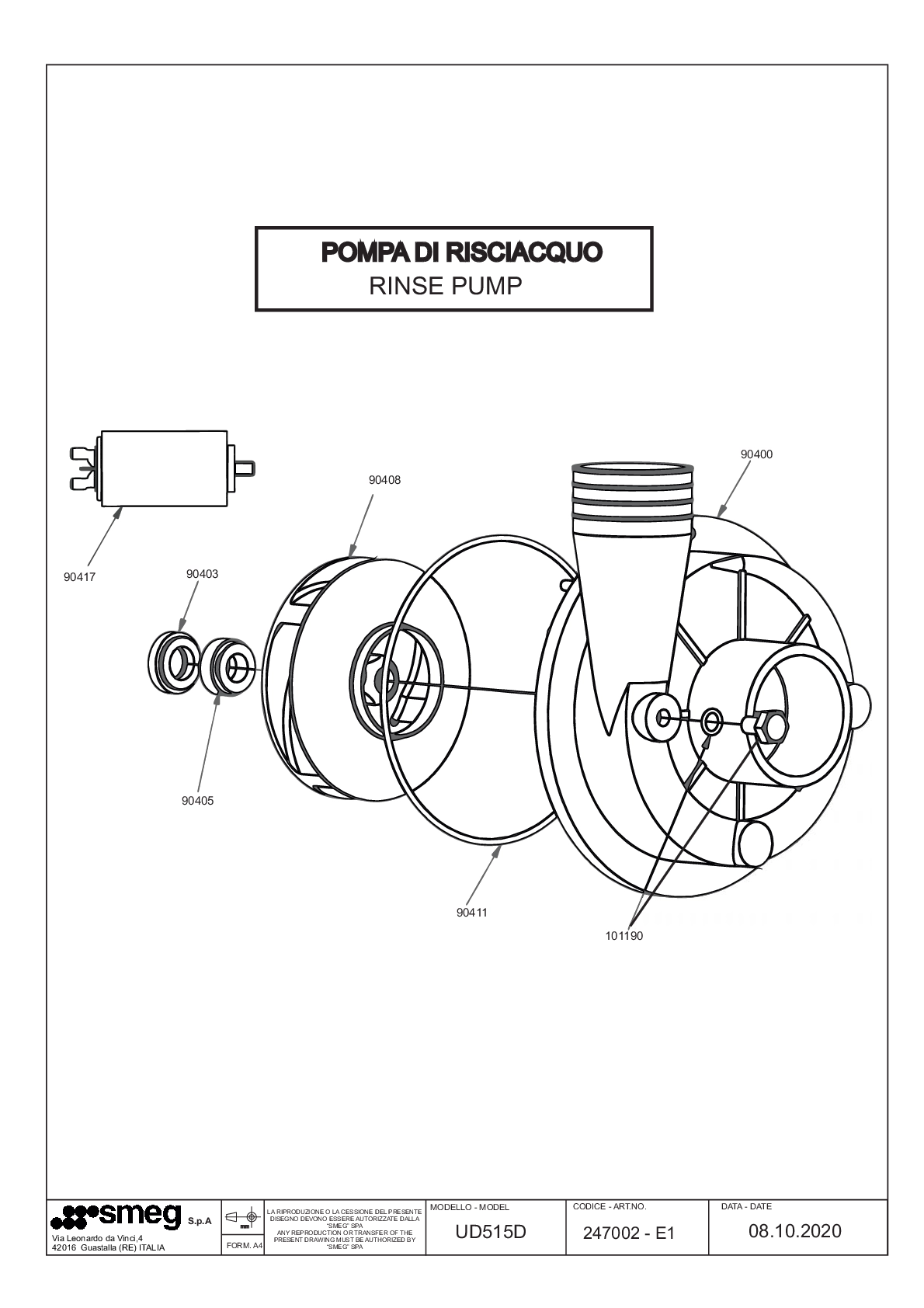 Explosionszeichnung Smeg UD515D UD515D Explosionszeichnung Smeg UD515D UD515D