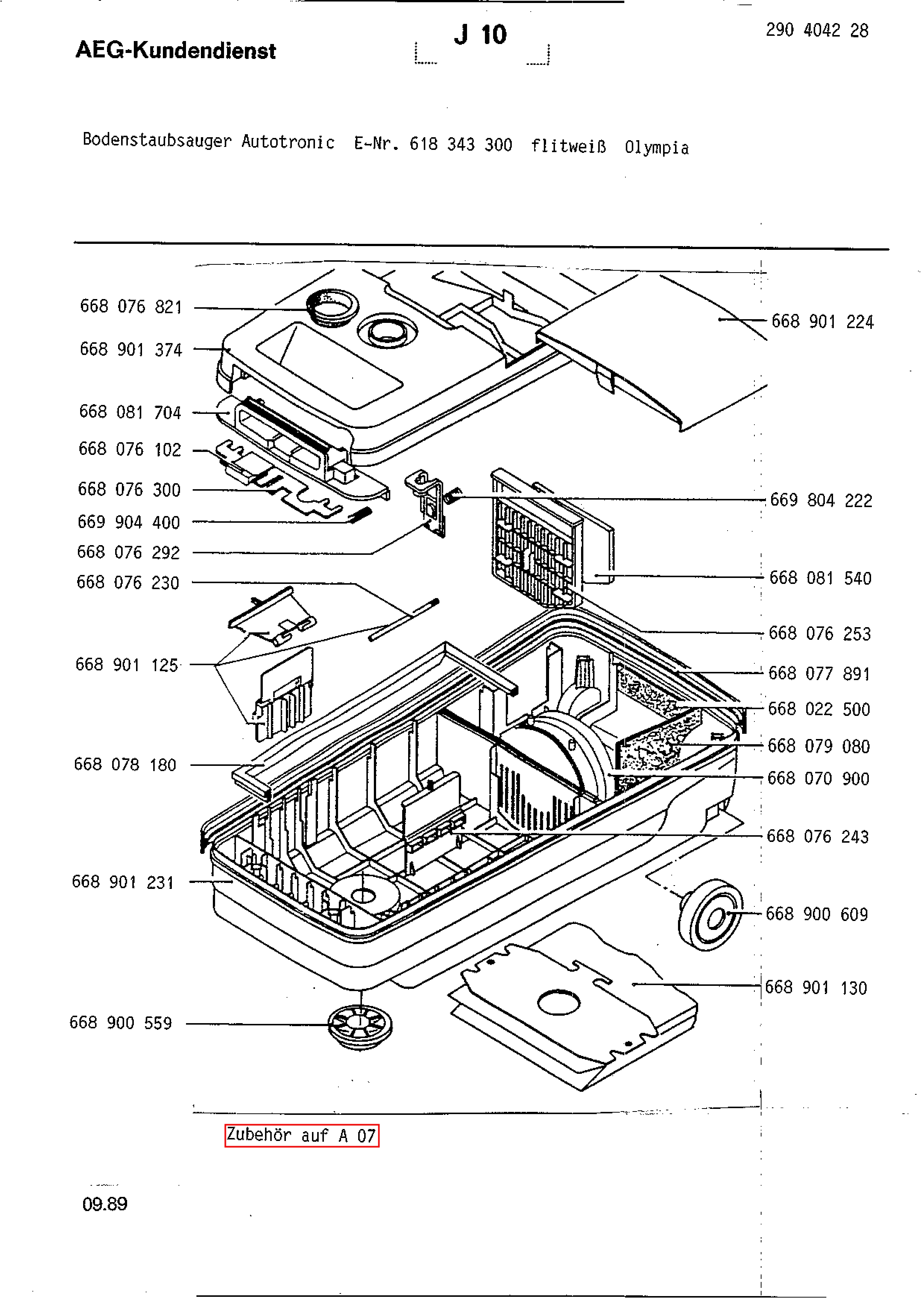 Explosionszeichnung AEG 61834330000 Autotronic Olympia