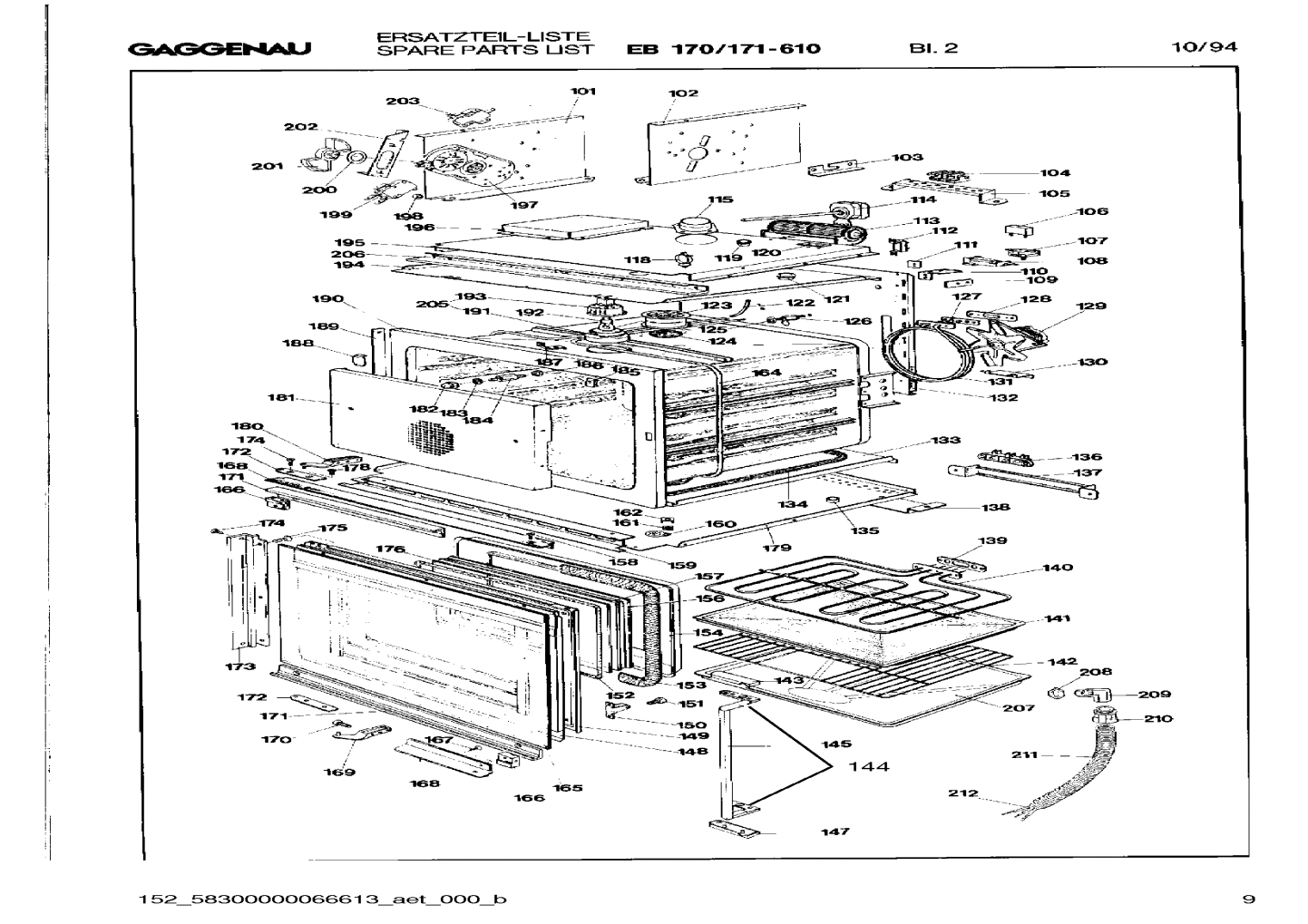 Explosionszeichnung Gaggenau EB171610(00) Explosionszeichnung Gaggenau EB171610(00)