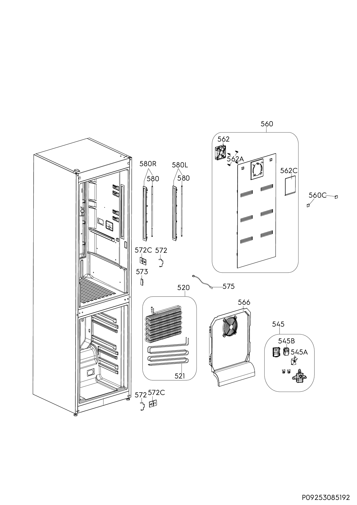Explosionszeichnung AEG 92599338801 RCB736D5MB