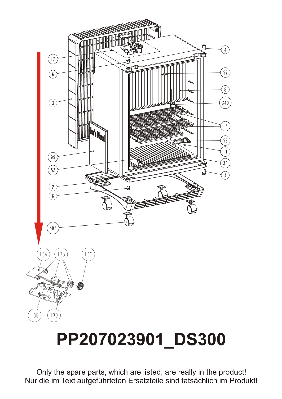 Explosionszeichnung Dometic 921212945 DS300FS Explosionszeichnung Dometic 921212945 DS300FS
