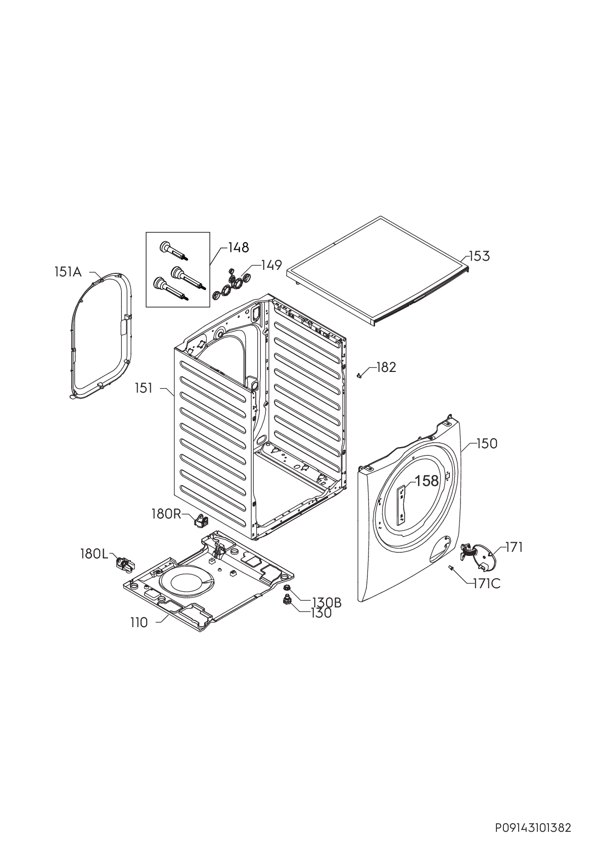 Explosionszeichnung Electrolux 91455503102 EW7FN248S Explosionszeichnung Electrolux 91455503102 EW7FN248S