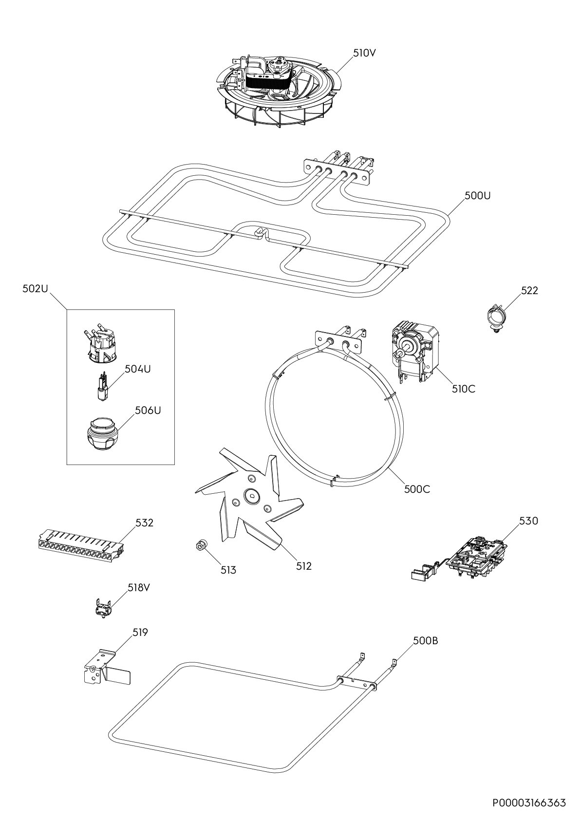 Explosionszeichnung AEG 94972348000 OU5AE20SM