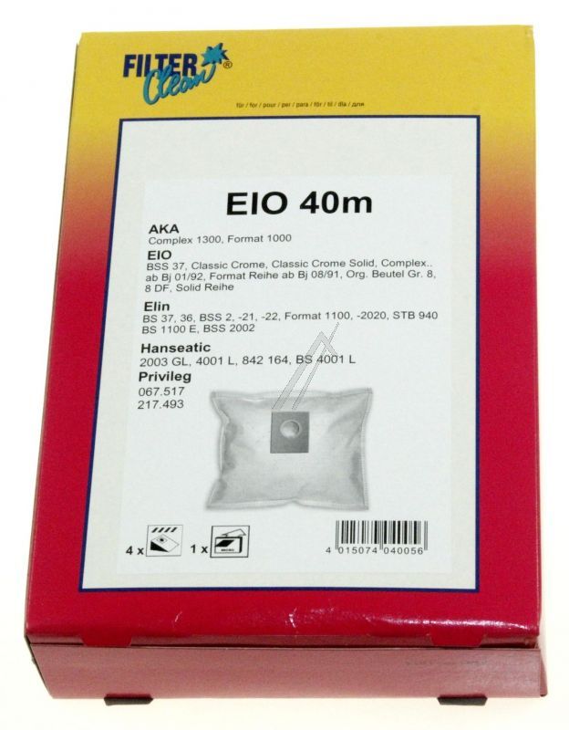 Filter Clean FLE021K Staubsaugerbeutel - Eio40m fle021-k staubsaugerbeutel 4+1