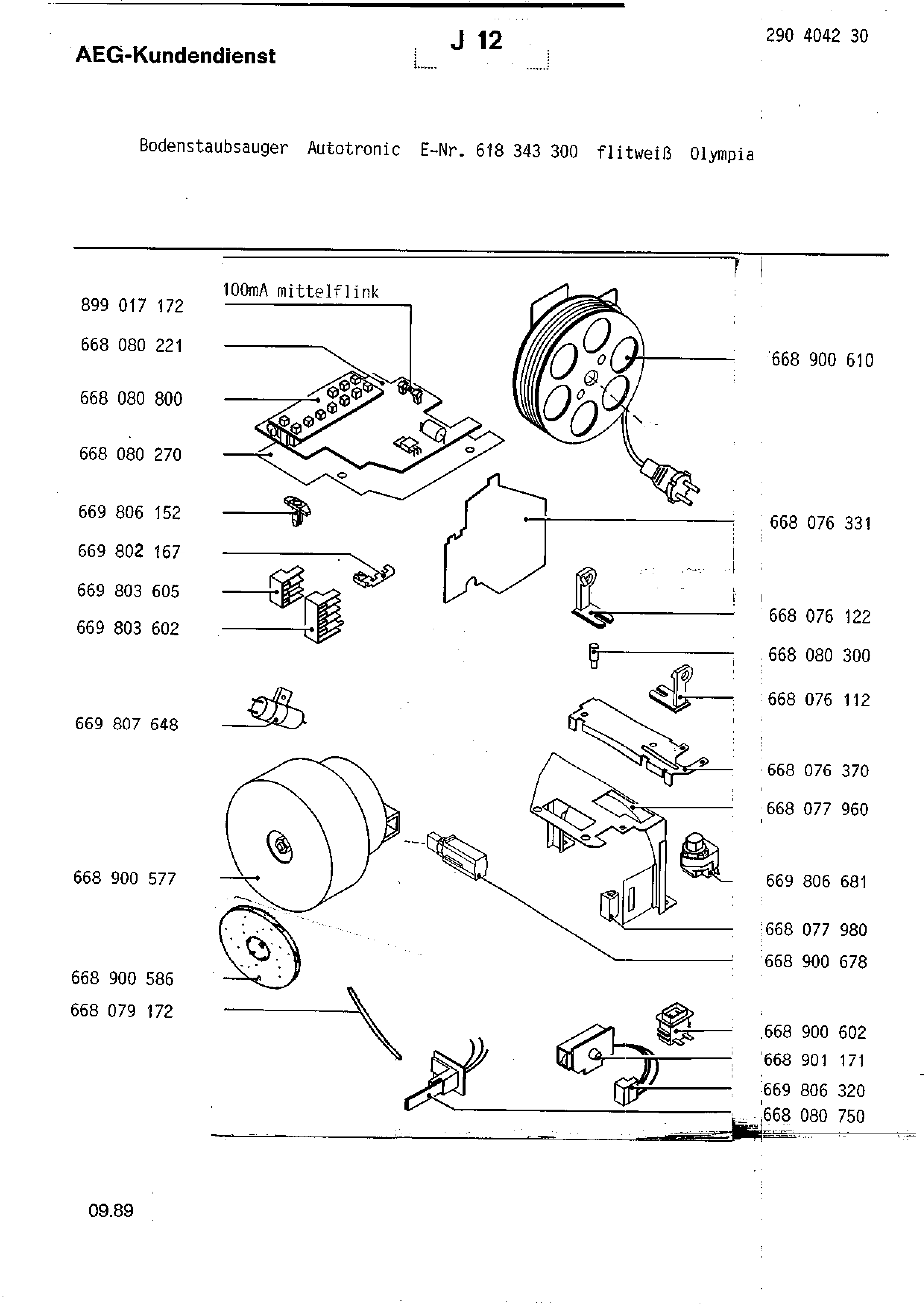 Explosionszeichnung AEG 61834330000 Autotronic Olympia