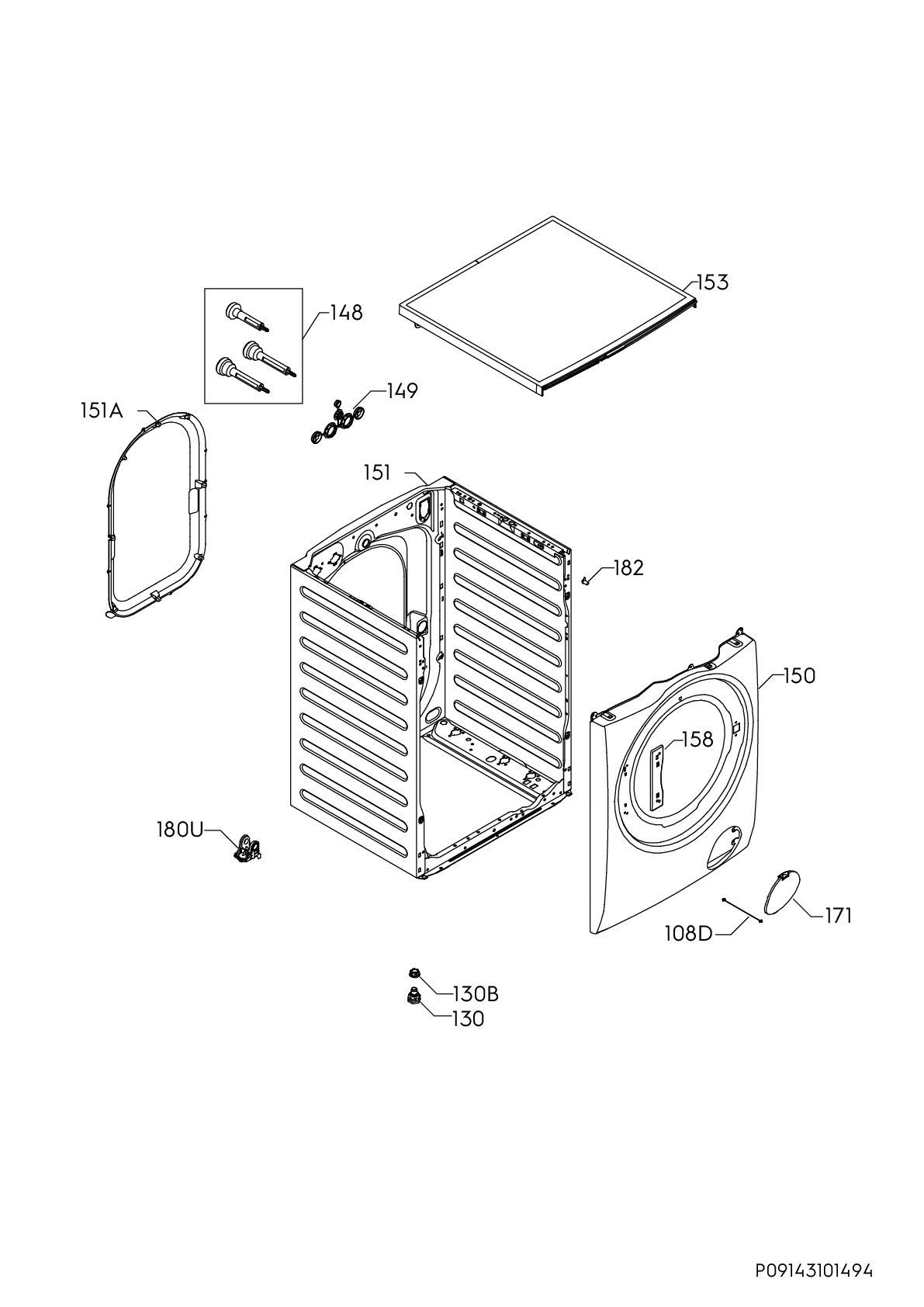 Explosionszeichnung AEG 91491320303 L6FBA474