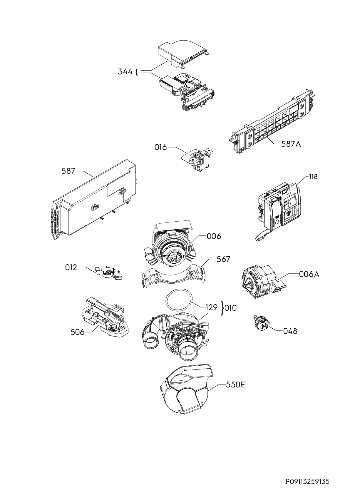 Explosionszeichnung AEG 91105404500 ESG62300SW