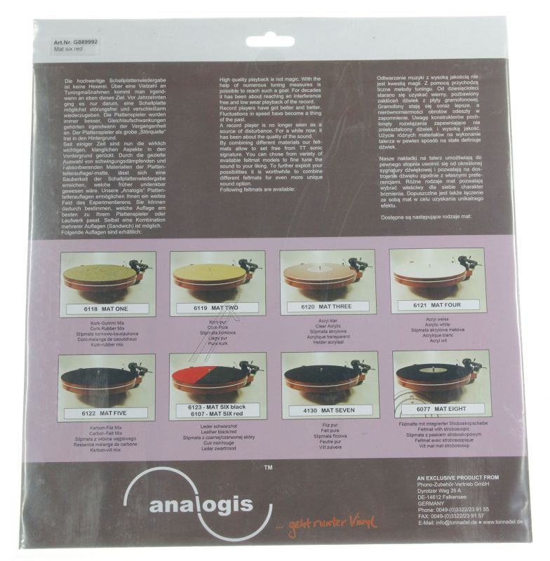 Analogis MATSIXRED Plattentellermatte - Mat six red plattenteller-auflage-matte leder, rot - 295mm, 90g