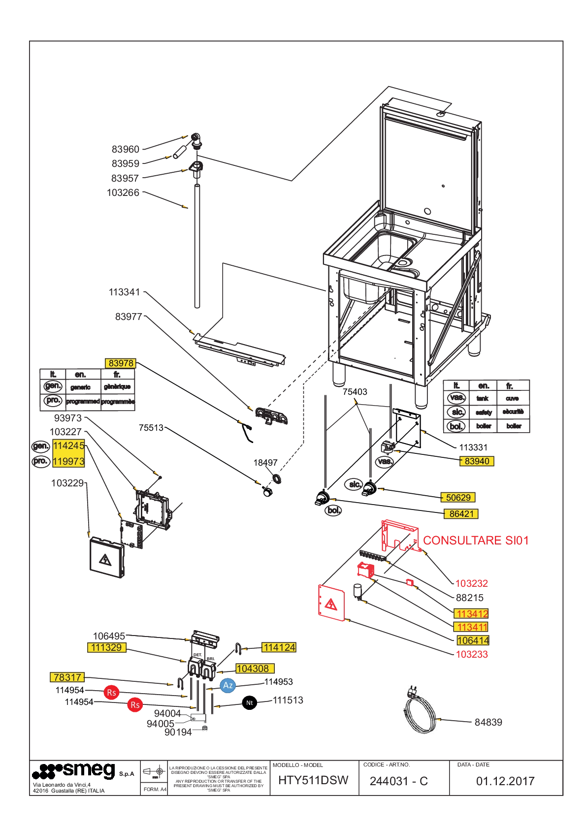 Explosionszeichnung Smeg HTY511DSW HTY511DSW Explosionszeichnung Smeg HTY511DSW HTY511DSW