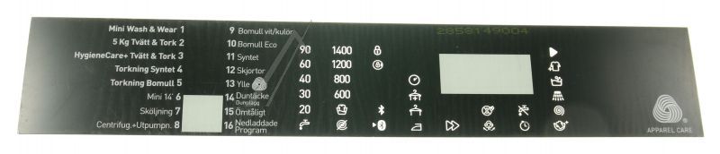 Arcelik Grundig Beko C00895441 Schalterblende - 2858149004 inlay-swedish