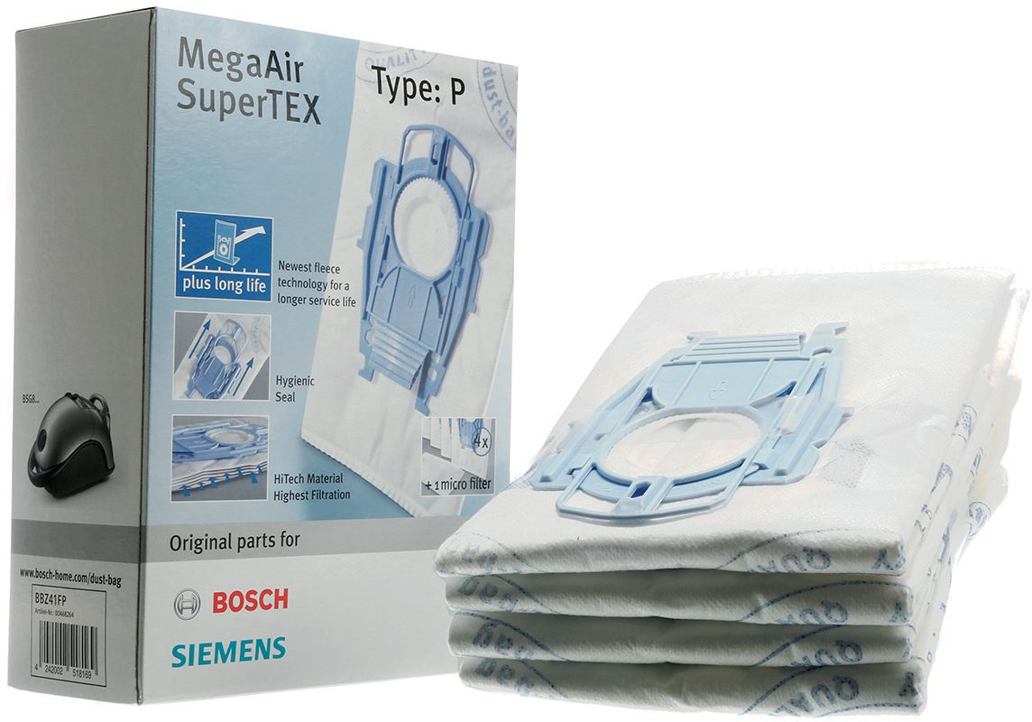 BSH Bosch Siemens 00468264 Staubsaugerbeutel - Bbz41fp staubsaugerbeutel typ p, 4 stück + 1 microfilter