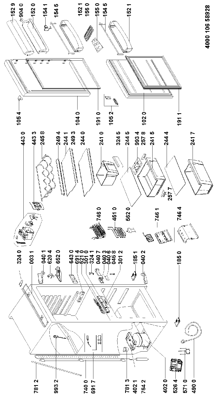 Explosionszeichnung Ikea 850375196003 CB 180 NF KÜHL-/GEFR Explosionszeichnung Ikea 850375196003 CB 180 NF KÜHL-/GEFR