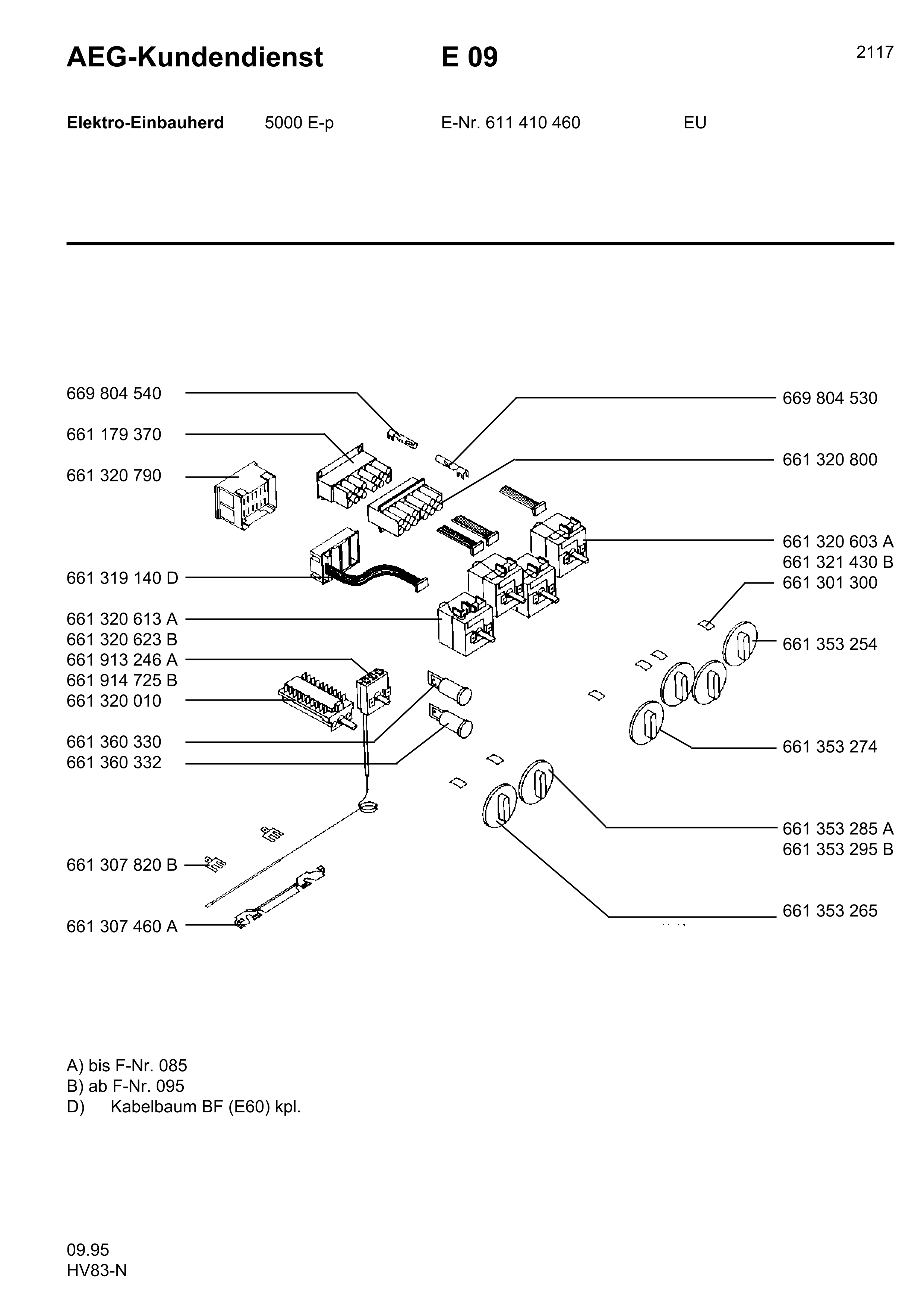 Explosionszeichnung AEG 61141046000 Competence 5000 E P