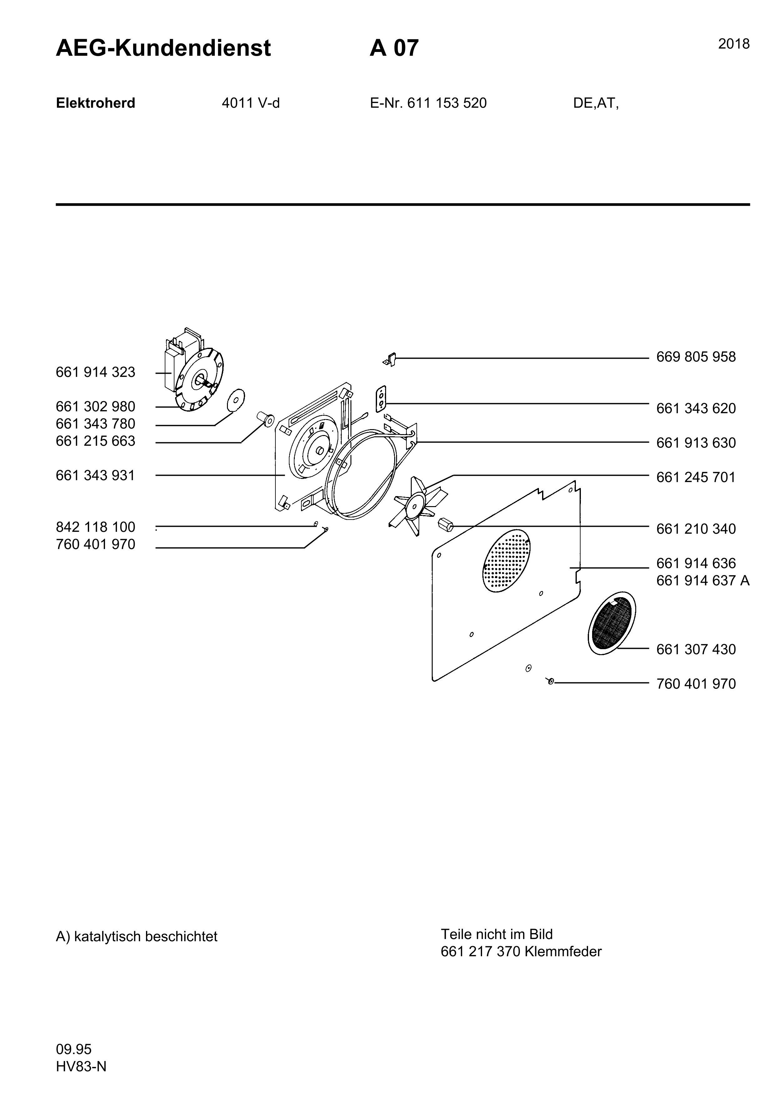 Explosionszeichnung AEG 61115352000 4011V-D