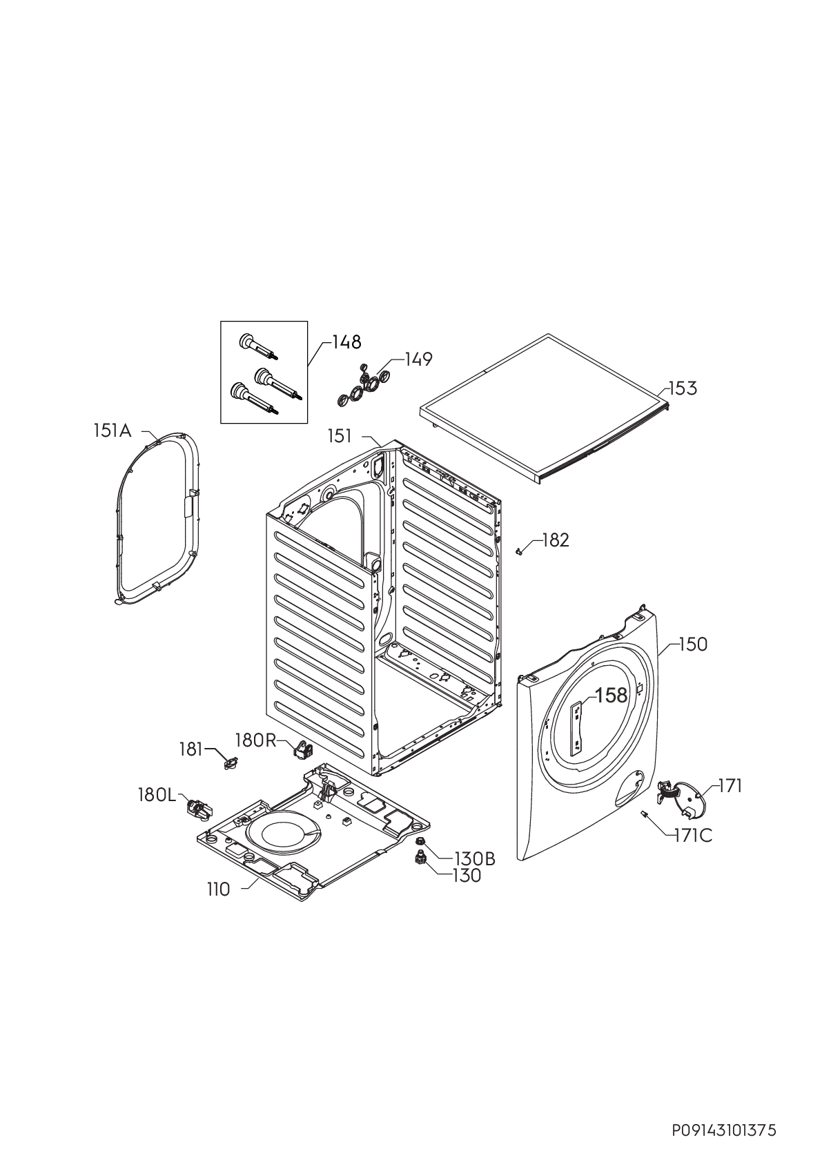 Explosionszeichnung Electrolux 91455545504 EW8F296BQ Explosionszeichnung Electrolux 91455545504 EW8F296BQ