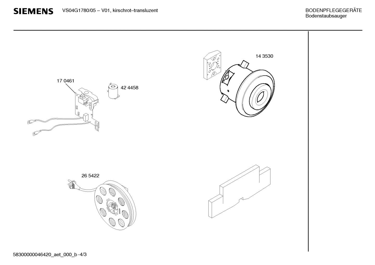 Explosionszeichnung Siemens VS04G1780/05 cycletech rapid 1700W
