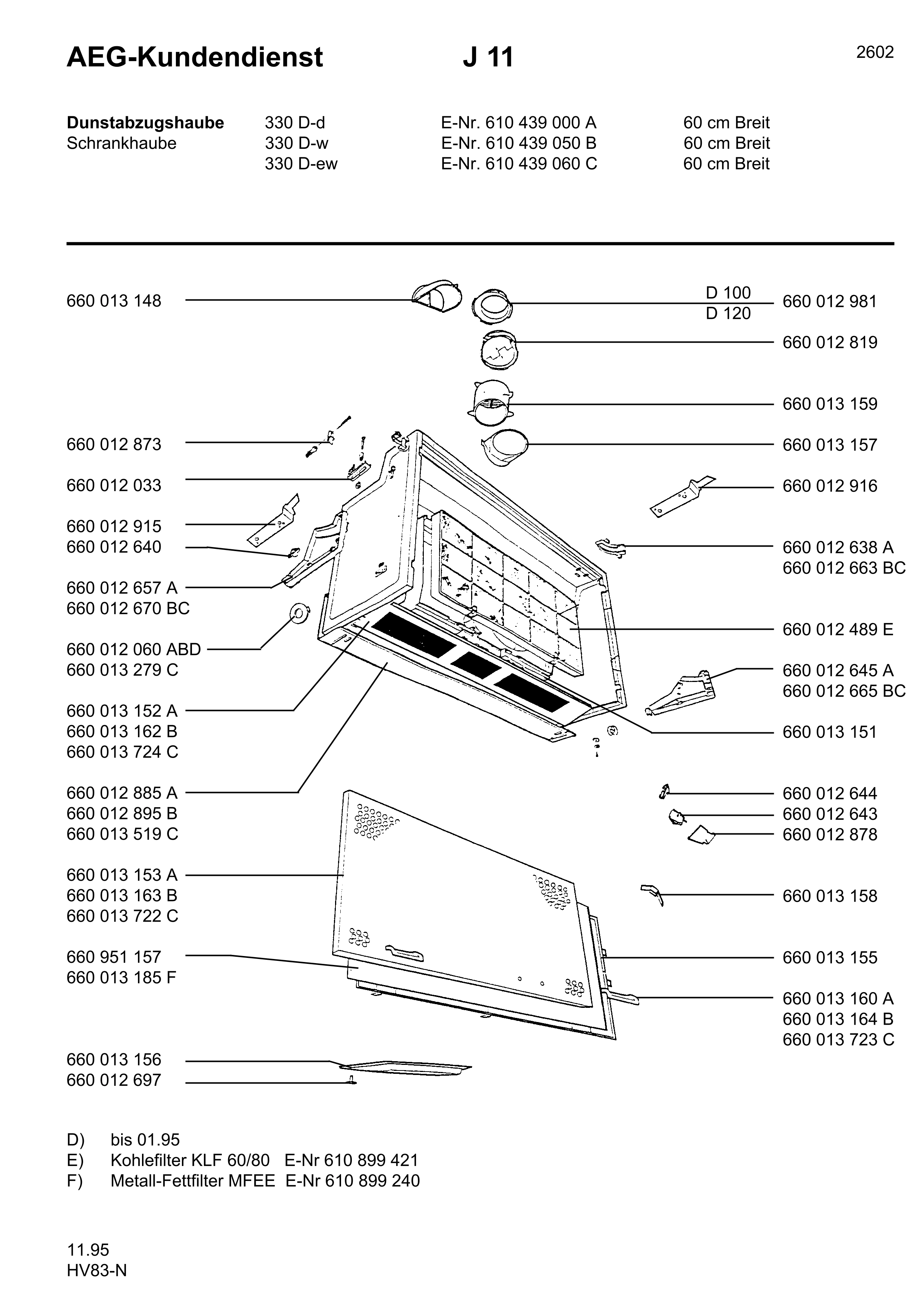 Explosionszeichnung AEG 61043900000 330 D - D Explosionszeichnung AEG 61043900000 330 D - D