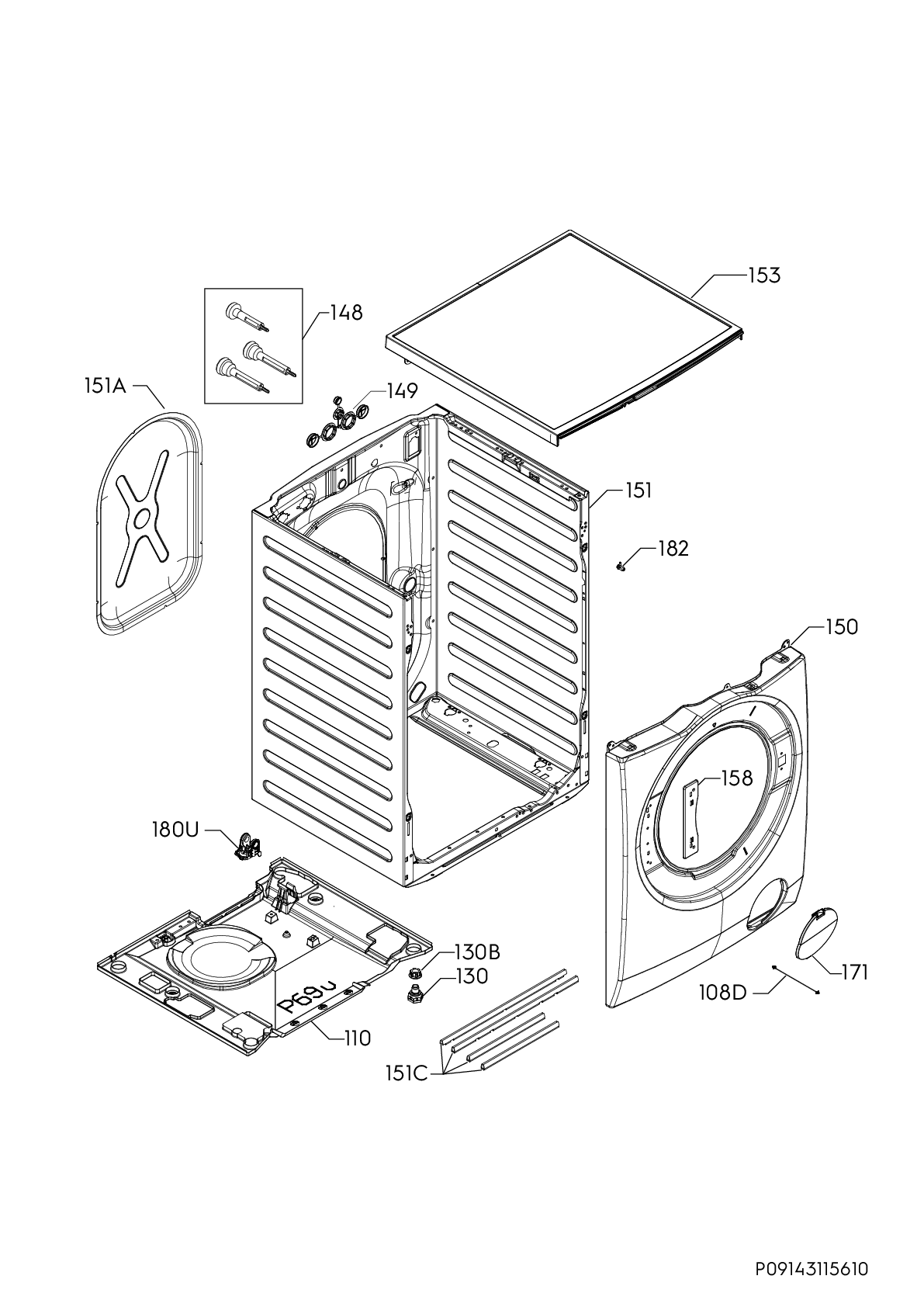 Explosionszeichnung AEG 91491306503 L6FB64470
