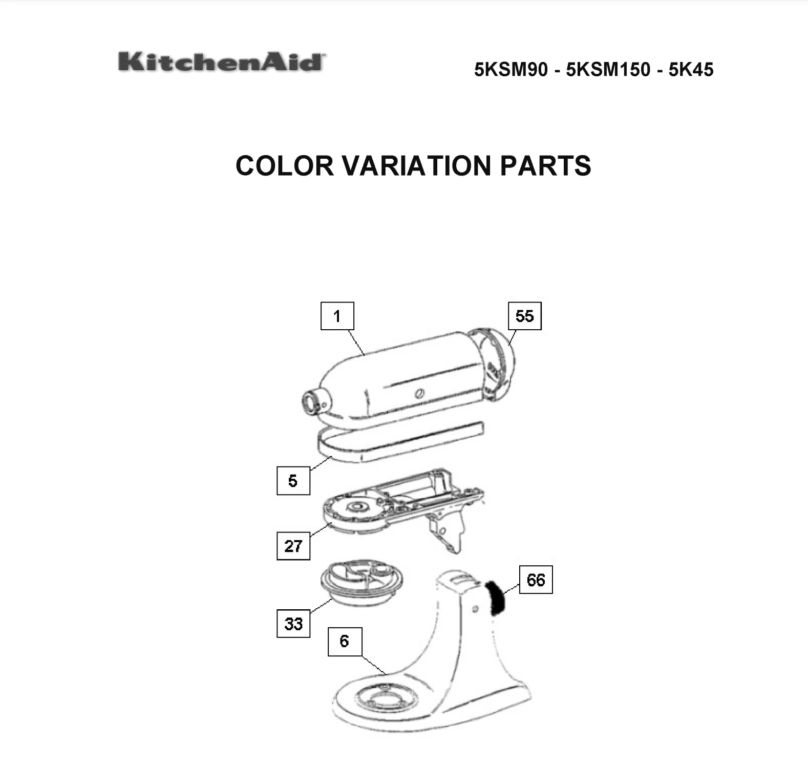 Explosionszeichnung Kitchenaid 5KSM150PS Artisan