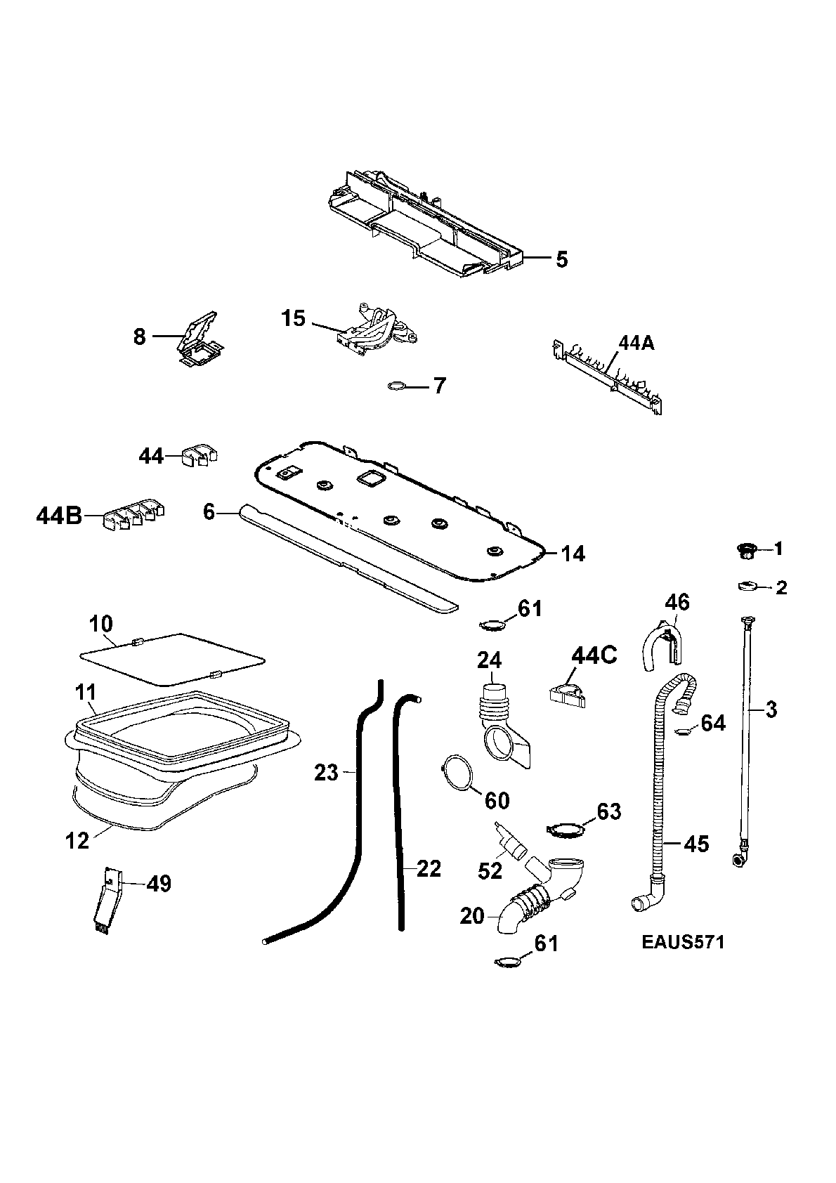 Explosionszeichnung AEG 91320806100 EWT 1221