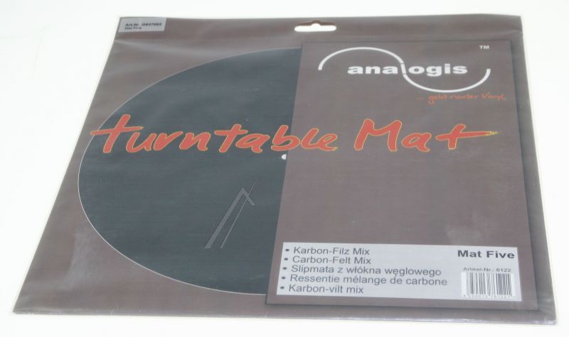 Analogis MATFIVE Plattentellermatte - Mat five auflage aus filz/carbon 2-lagig, 1,3mm stark, ø=298mm