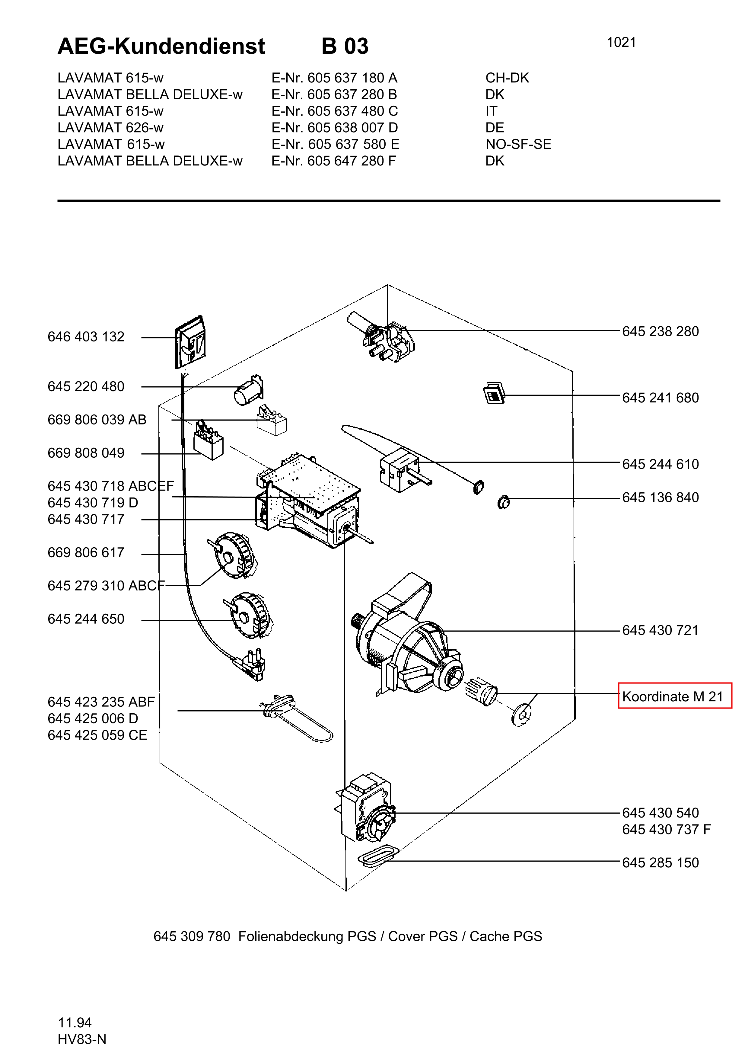 Explosionszeichnung AEG 60563748000 LAV615 Explosionszeichnung AEG 60563748000 LAV615